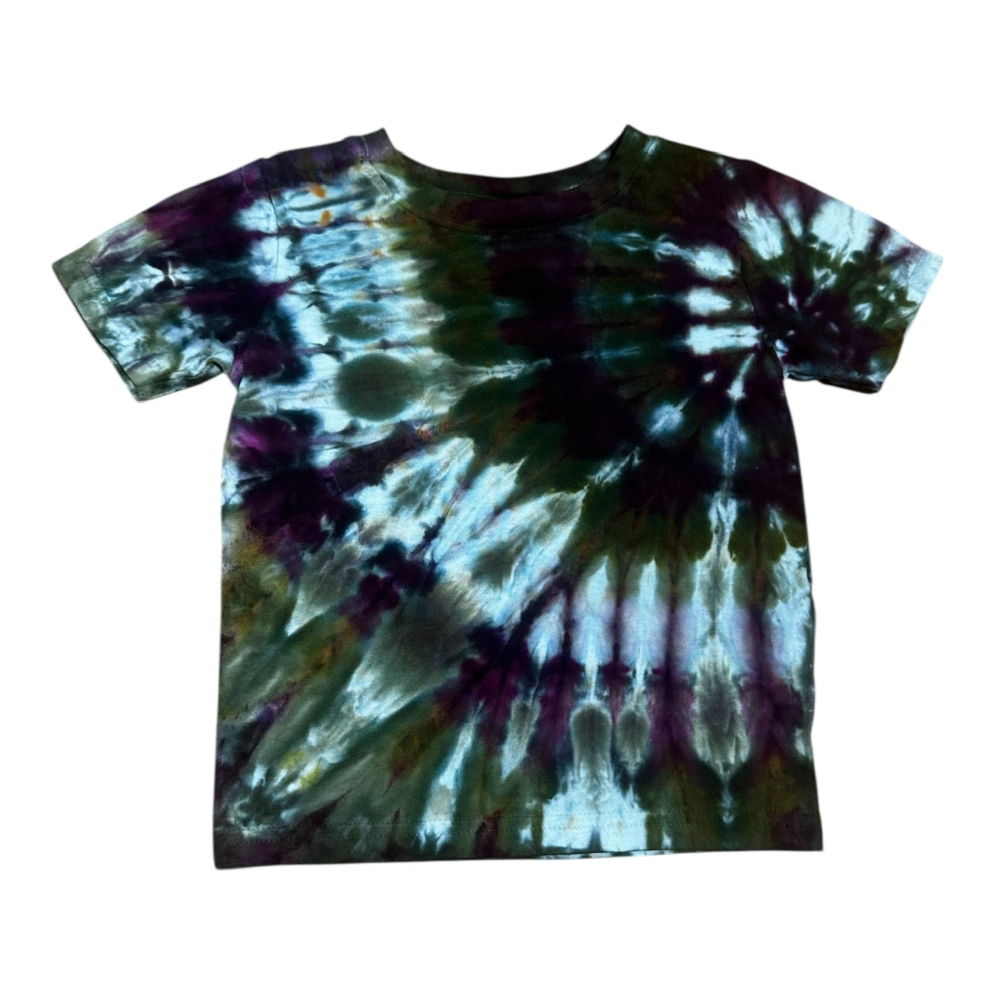 Toddler 2T Purple and Green Spiral Ice Dye Tie Dye Shirt