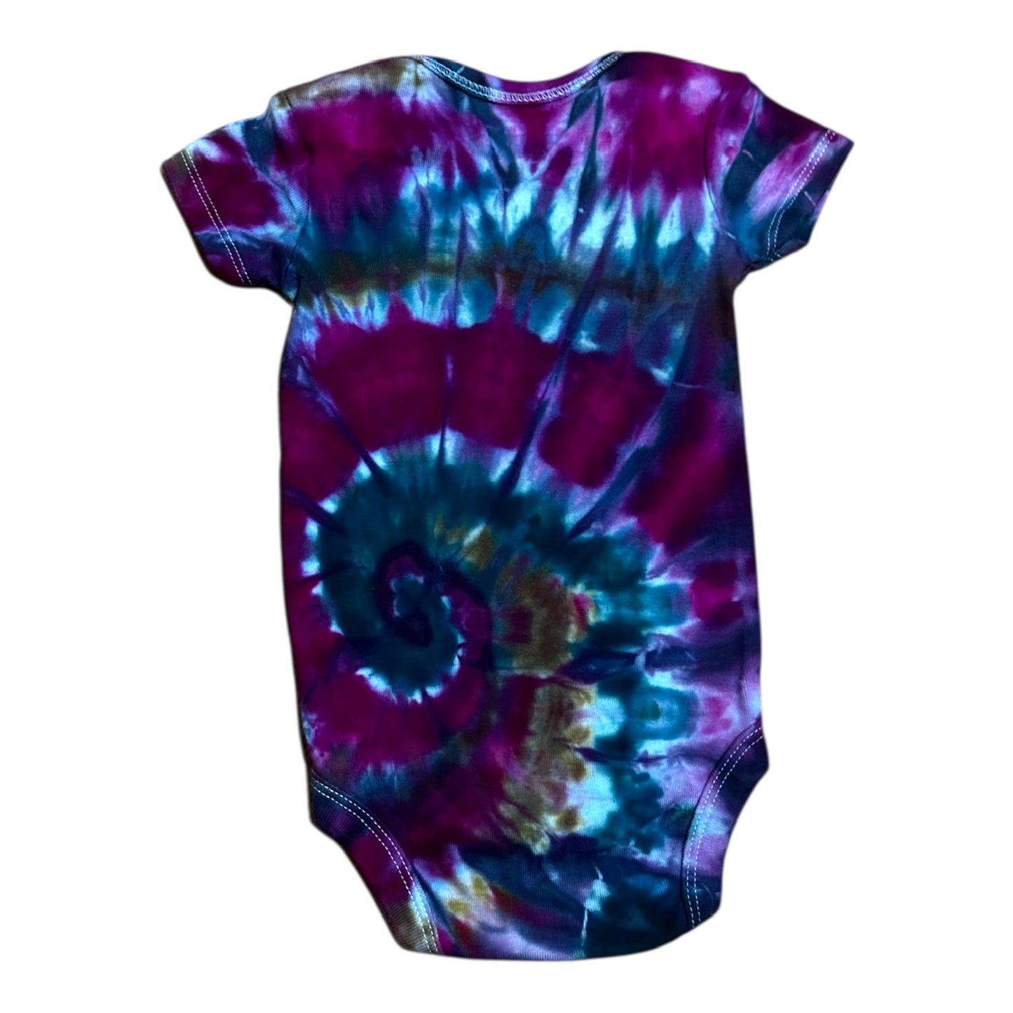 Infant 3-6 Months Fuchsia Teal and Brown Spiral Ice Dye Tie Dye Onesie