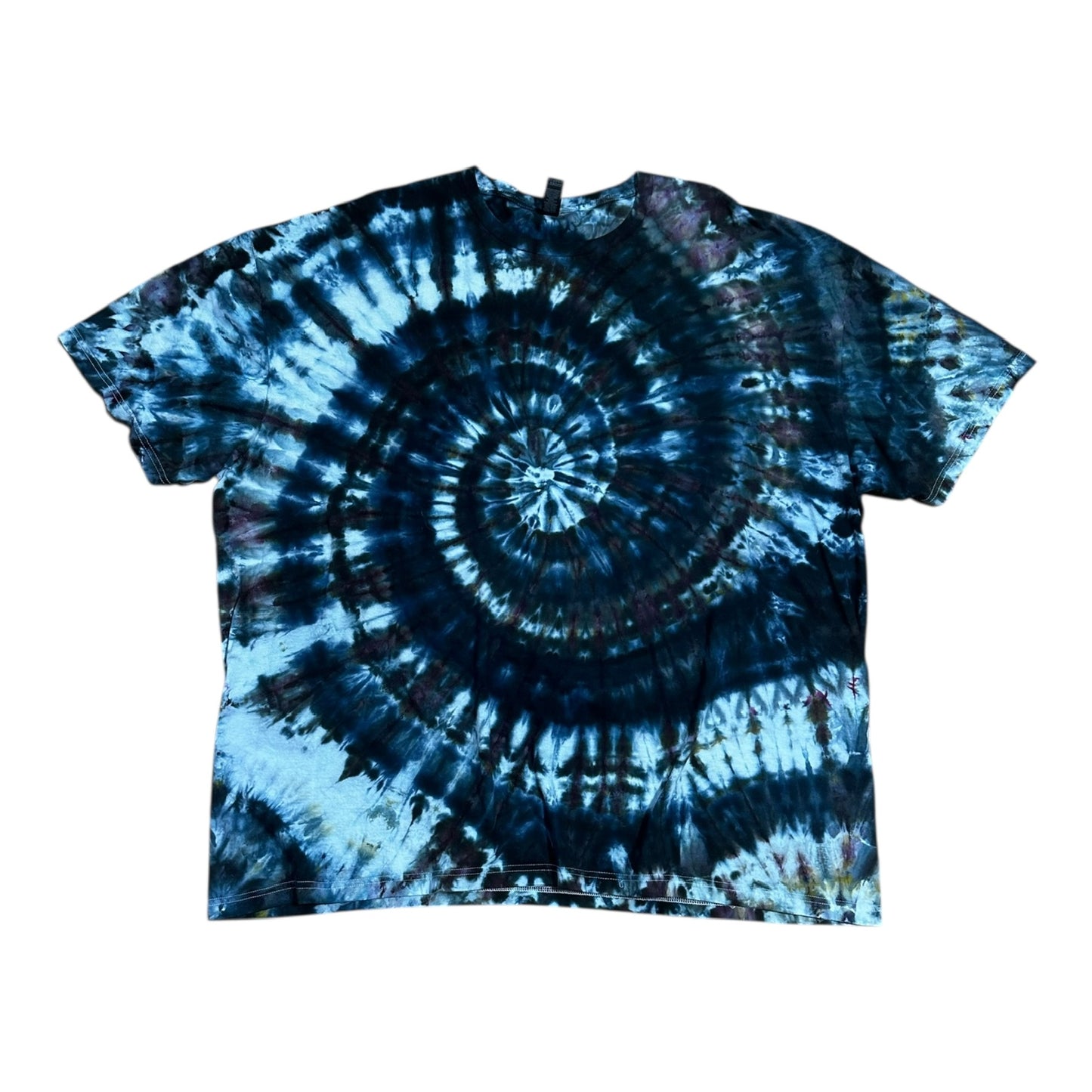 Adult 4XL Blue Black and Purple Spiral Ice Dye Tie Dye Shirt