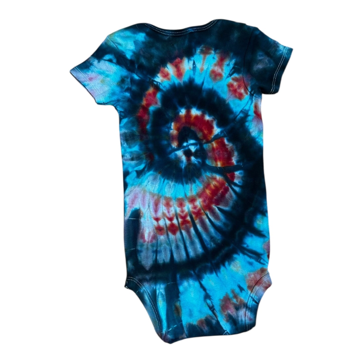 Infant 18 Months Red Blue and Black Spiral Ice Dye Tie Dye Onesie