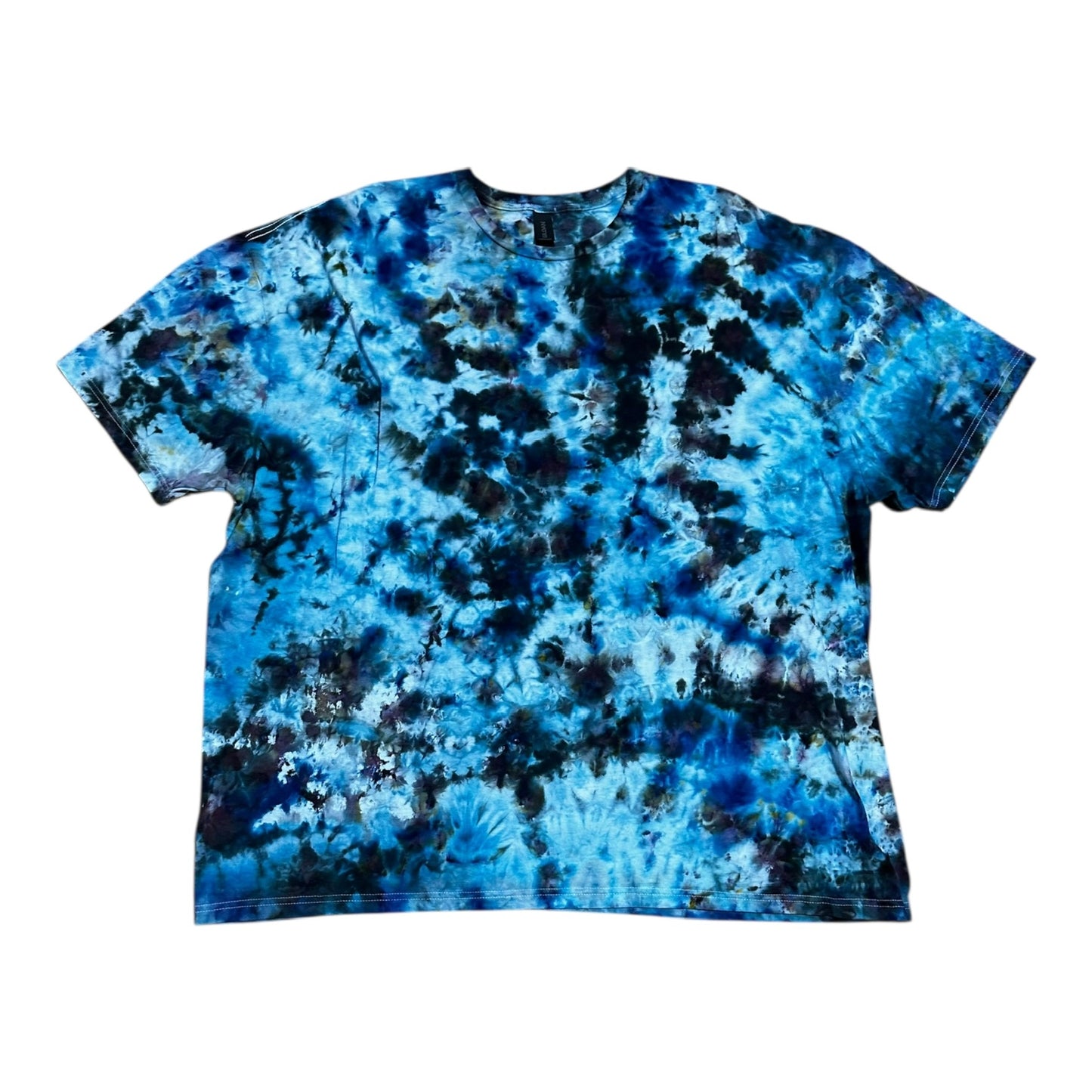 Adult 4XL Blue and Black Scrunch Ice Dye Tie Dye Shirt