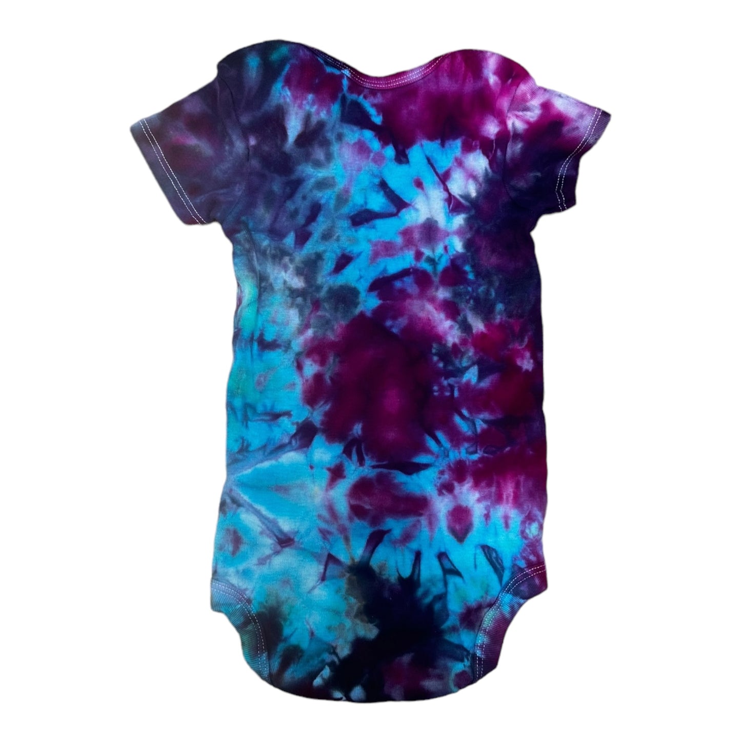 Infant 6-9 Months Purple Green Blue and Fuchsia Scrunch Ice Dye Tie Dye Onesie