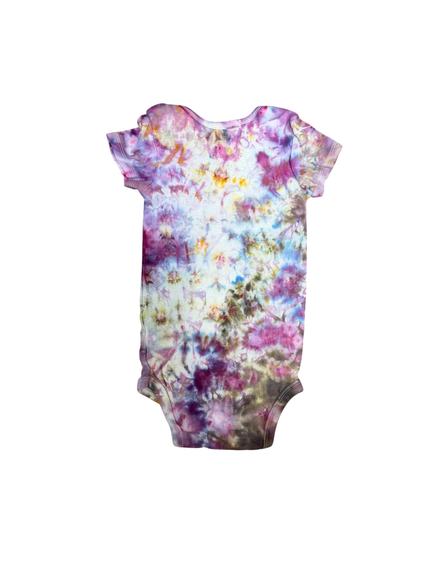 Infant 24 Months Blue Purple and Brown Scrunch Ice Dye Tie Dye Onesie
