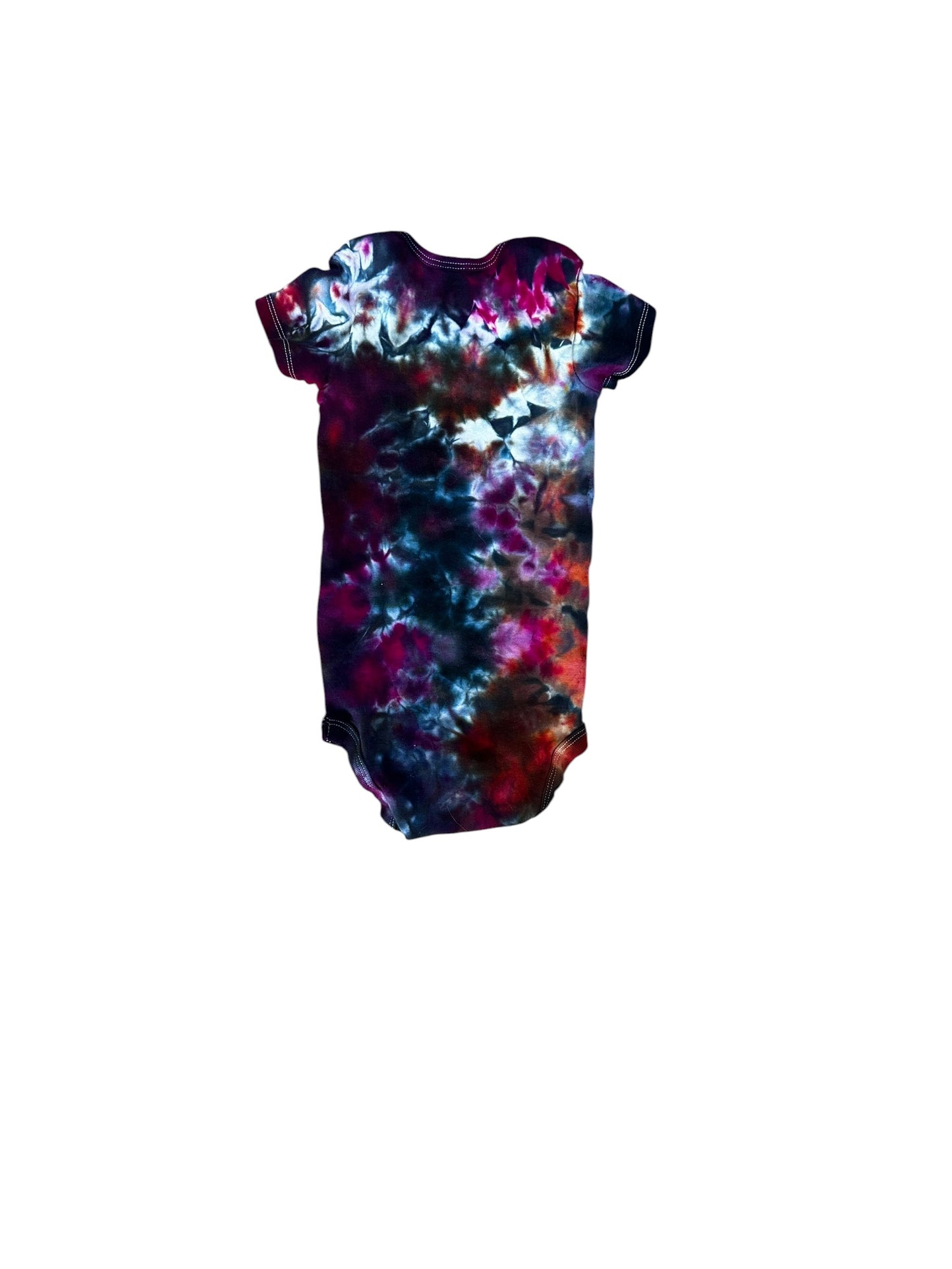 Infant 18 Months Red Black and Fuschia Scrunch Ice Dye Tie Dye Onesie