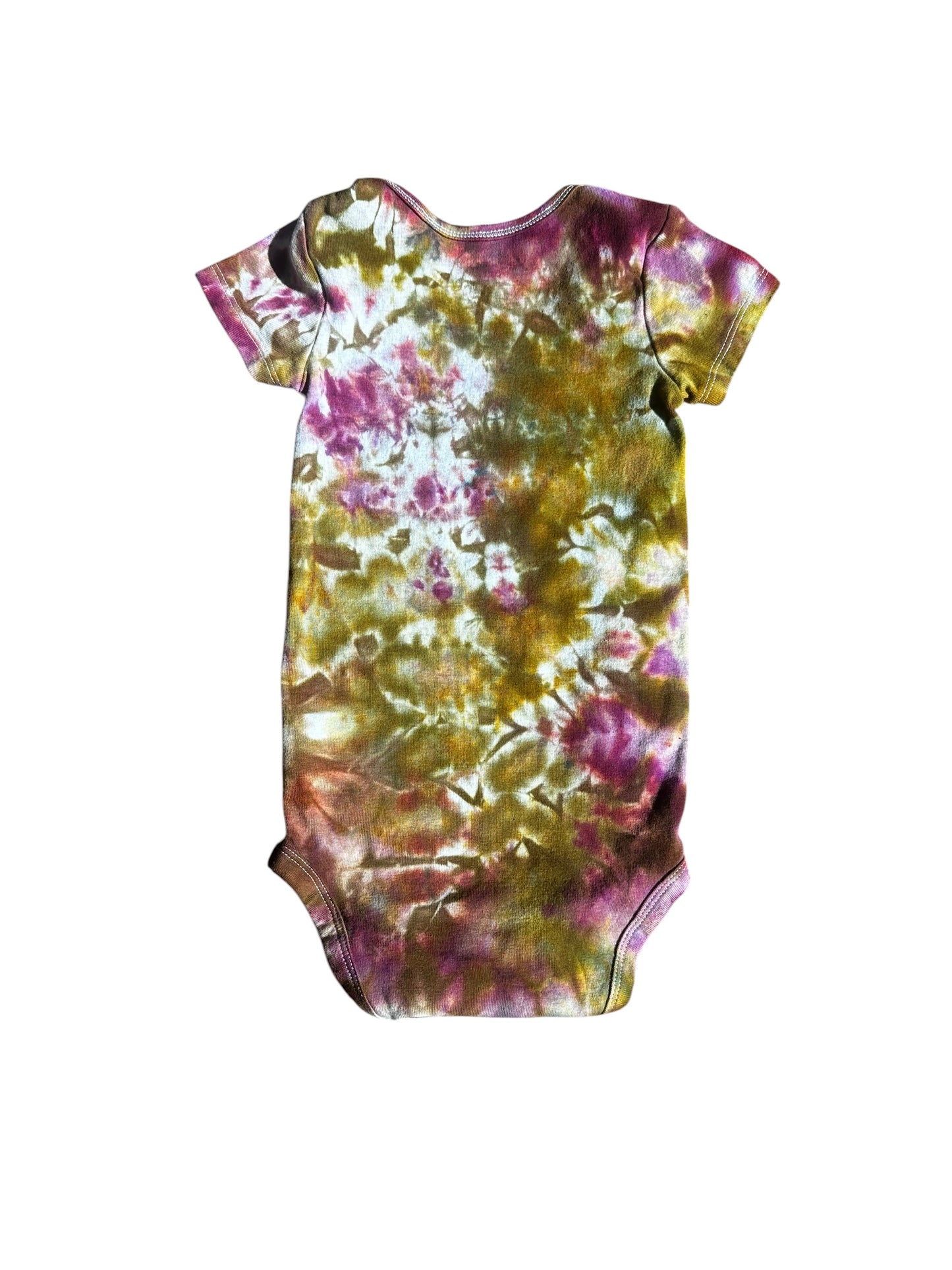 Infant 24 Months Green and Purple Scrunch Ice Dye Tie Dye Onesie