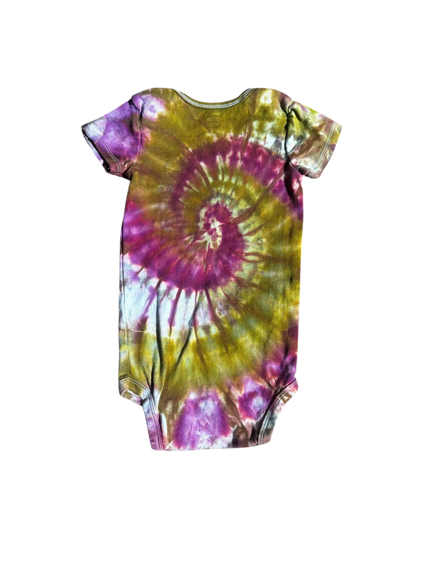 Infant 24 Months Green and Purple Spiral Ice Dye Tie Dye Onesie