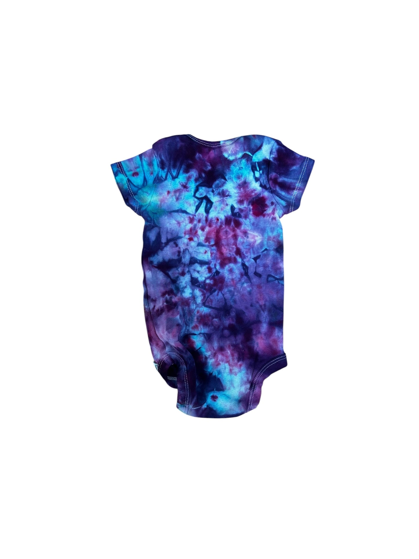 Infant 6-9 Months Blue and Purple Scrunch Ice Dye Tie Dye Onesie