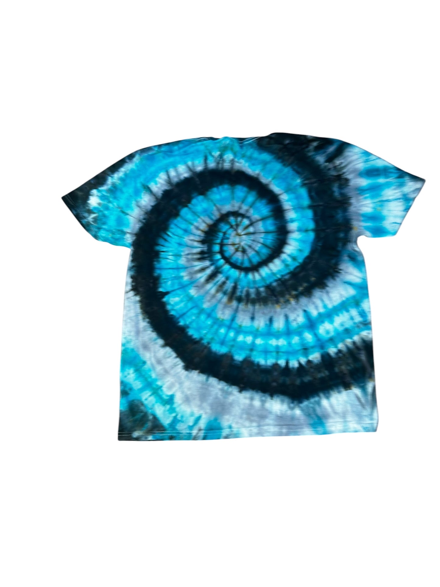 Adult XL Blue Black and Gray Spiral Ice Dye Tie Dye Shirt