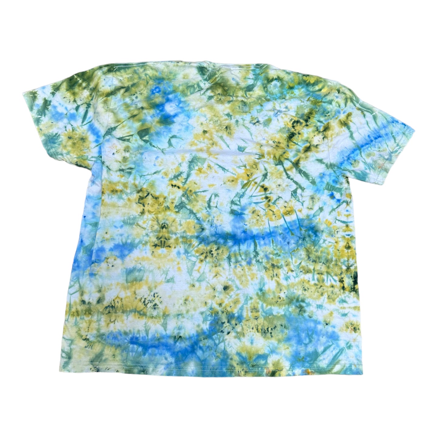 Adult 2XL Green and Blue Scrunch Ice Dye Tie Dye Shirt