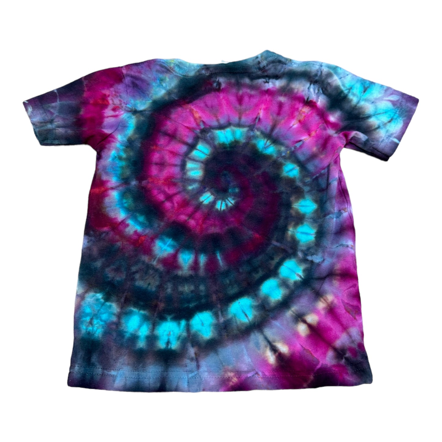 Toddler 2T Purple Black and Aqua Blue Spiral Ice Dye Tie Dye Shirt