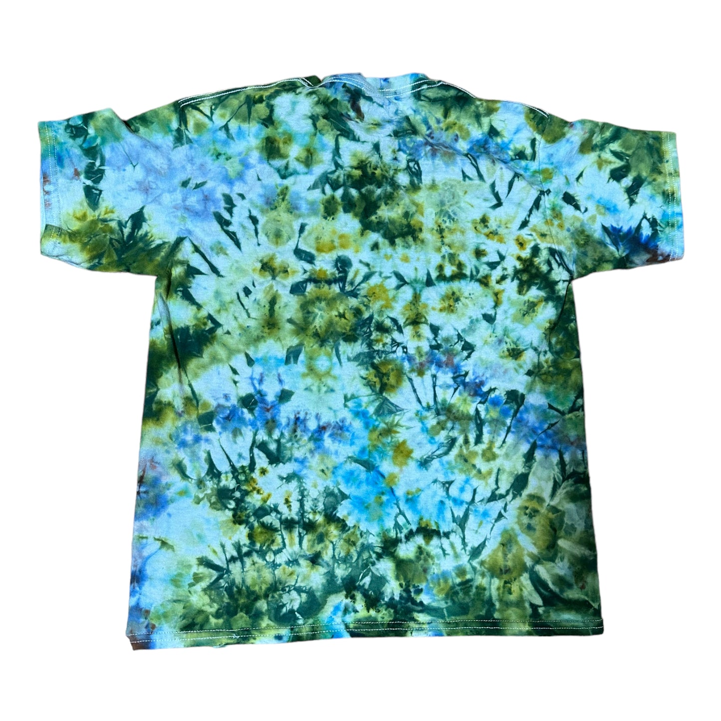 Youth XL Baby Blue and Green Scrunch Ice Dye Tie Dye