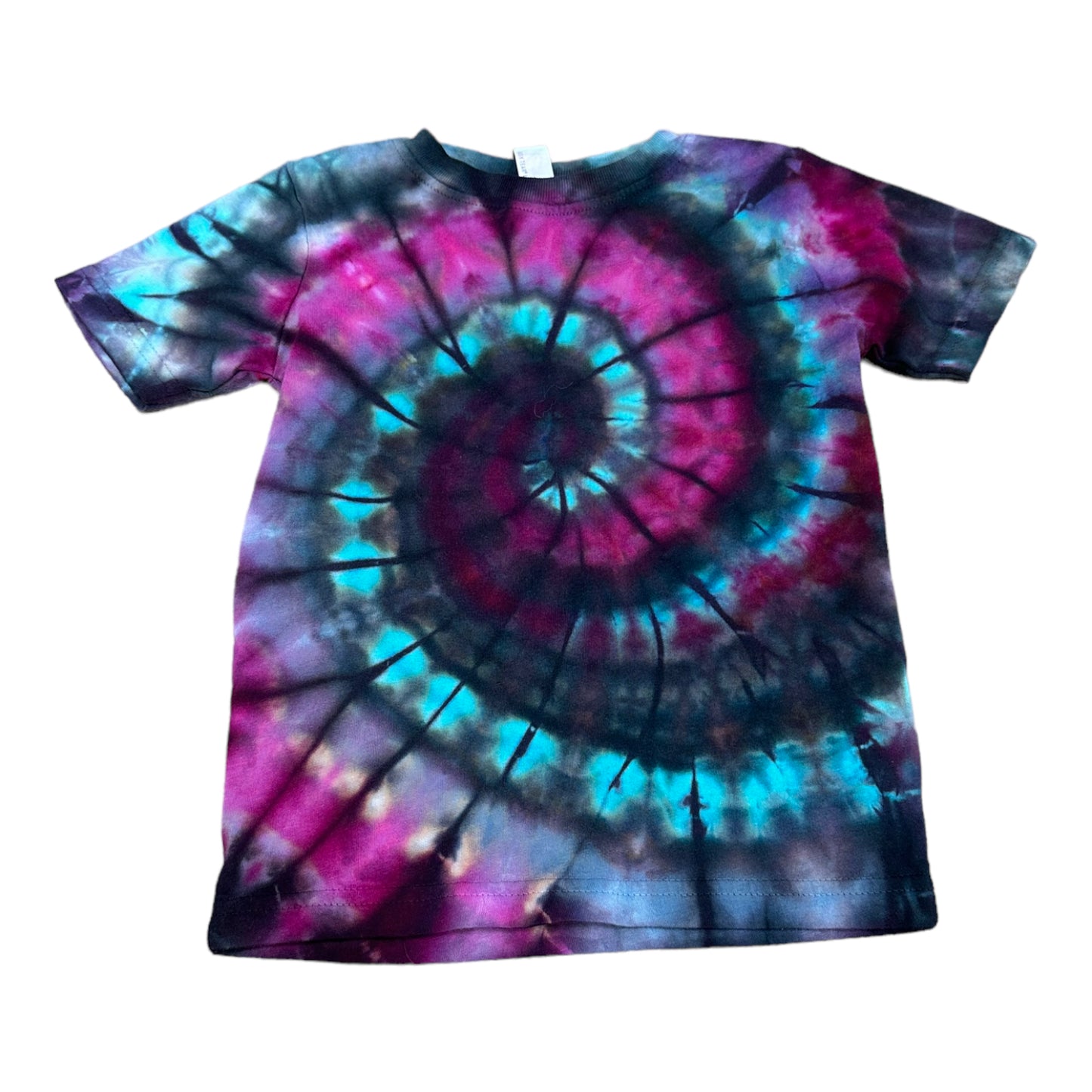 Toddler 2T Purple Black and Aqua Blue Spiral Ice Dye Tie Dye Shirt