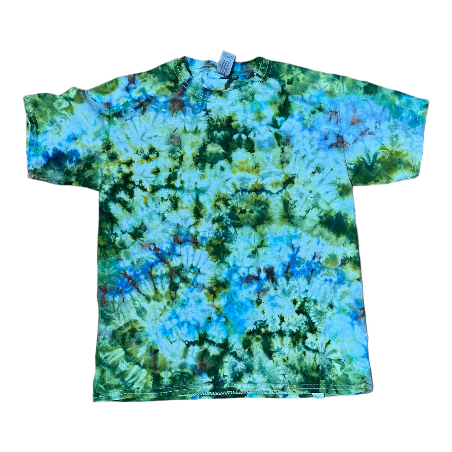 Youth XL Baby Blue and Green Scrunch Ice Dye Tie Dye