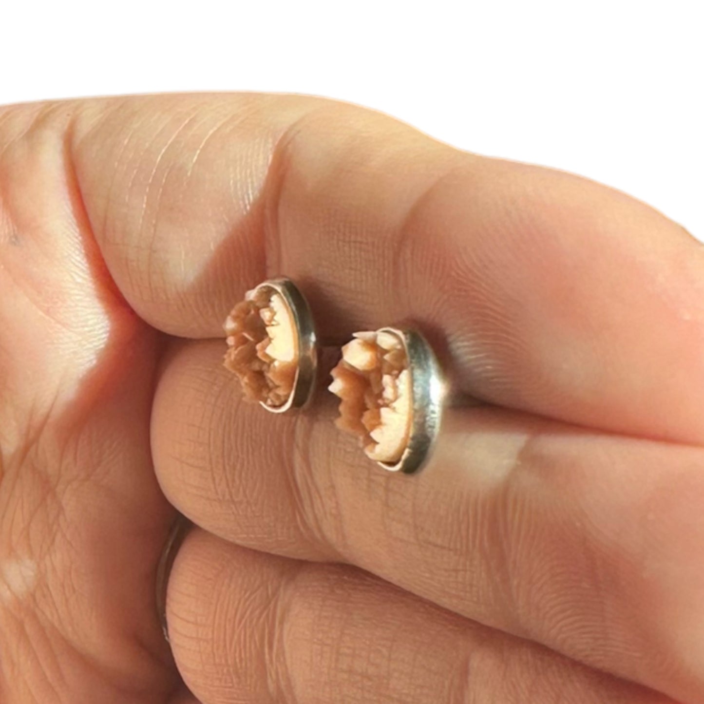 8MM Hypoallergenic Cream | Nude Druzy Earring Studs
