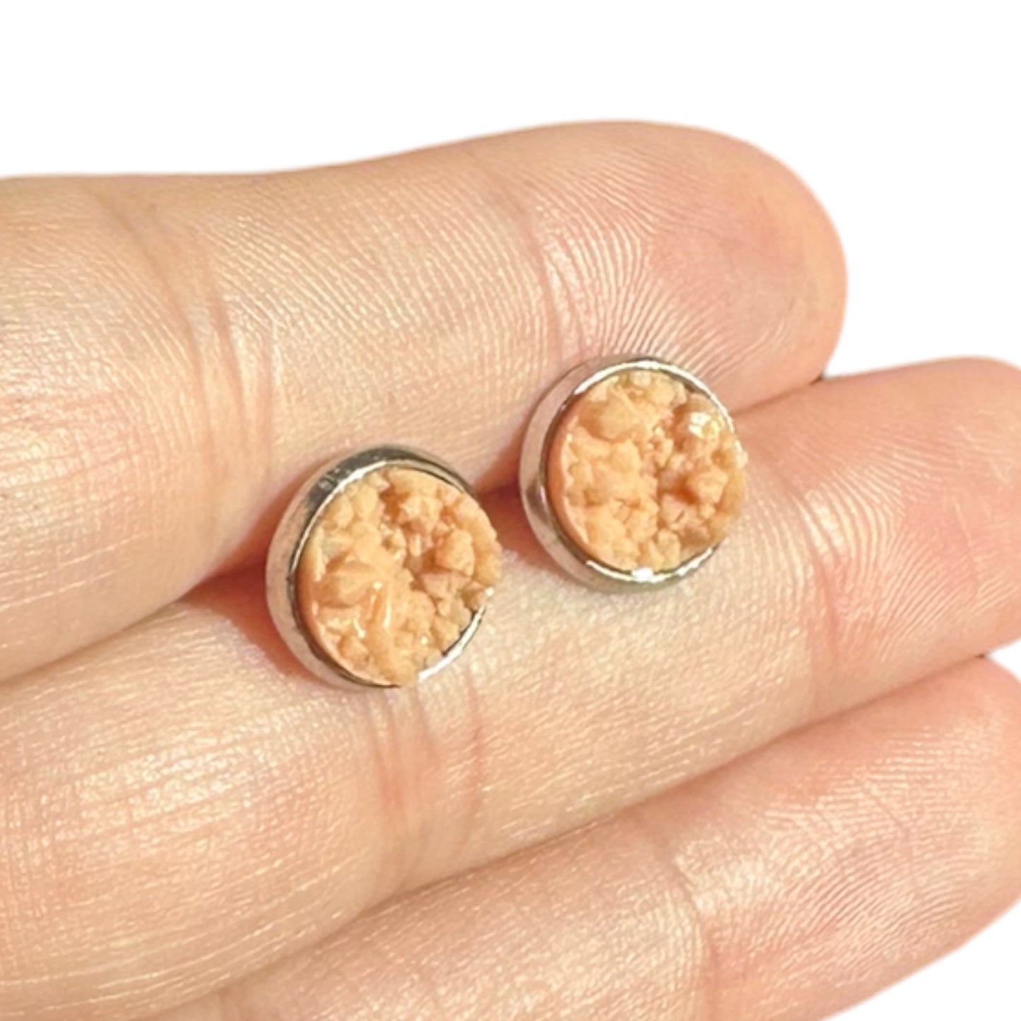8MM Hypoallergenic Cream | Nude Druzy Earring Studs