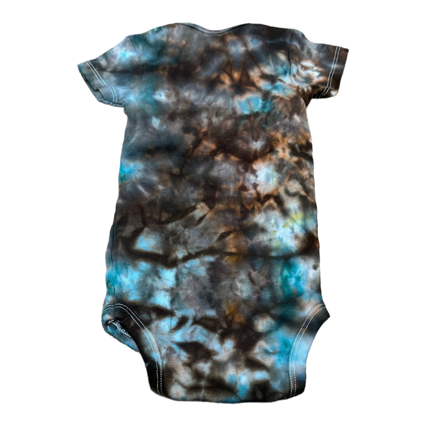 Infant 18 Months Brown Blue and Orange Scrunch Ice Dye Tie Dye Onesie*