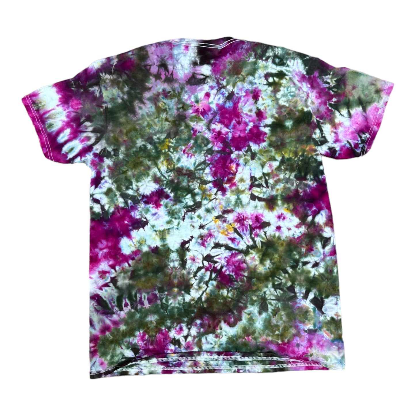 Adult Medium Olive Green and Purple Scrunch Ice Dye Tie Dye Shirt