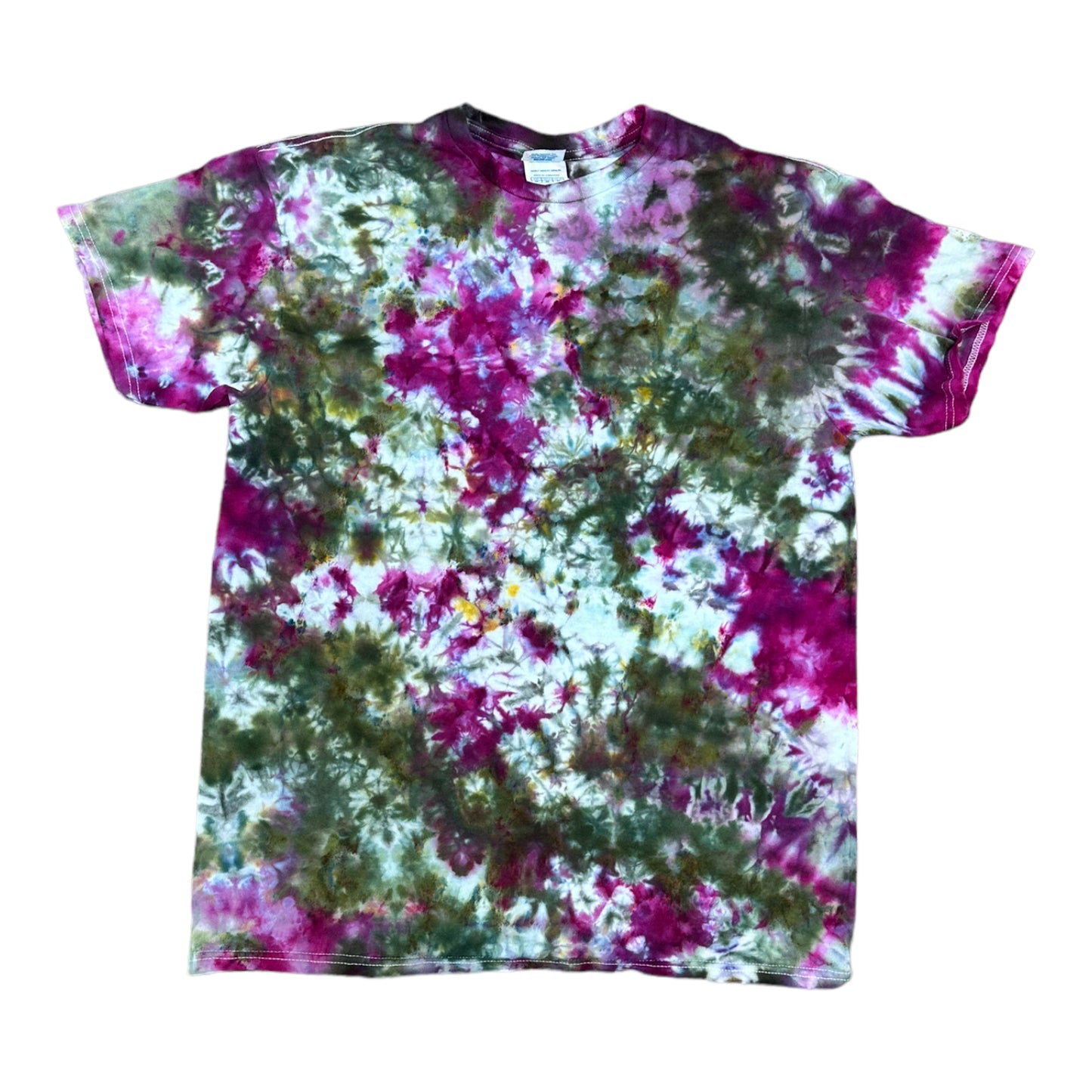 Adult Medium Olive Green and Purple Scrunch Ice Dye Tie Dye Shirt
