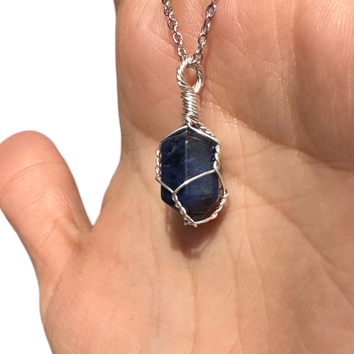 Sterling Silver | 14KT Gold Filled Sodalite Mini Cage Pendant