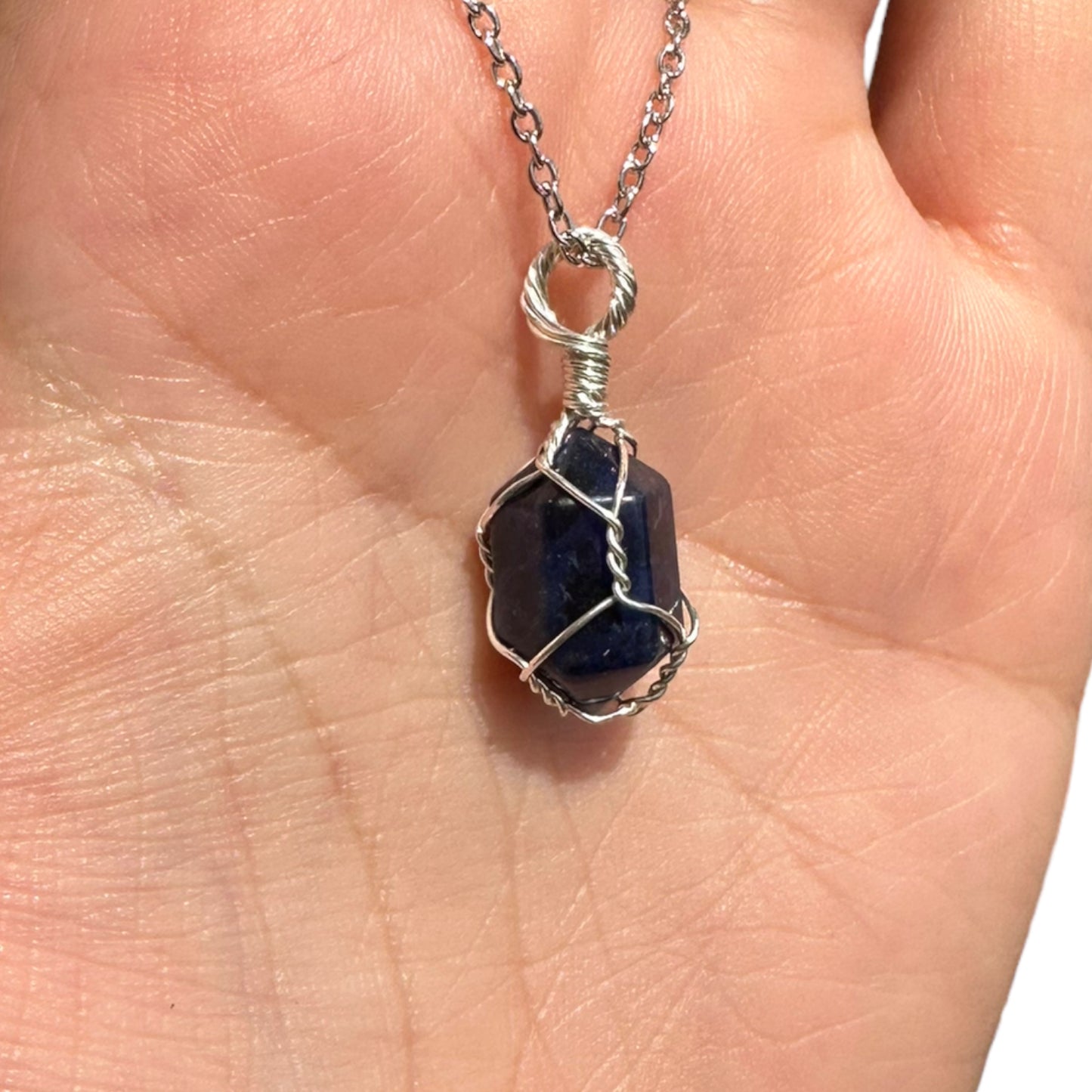 Sterling Silver | 14KT Gold Filled Sodalite Mini Cage Pendant