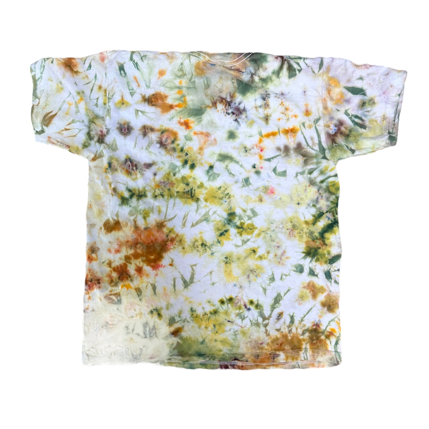 Youth Medium Green Brown and Gold Scrunch Ice Dye Tie Dye Shirt