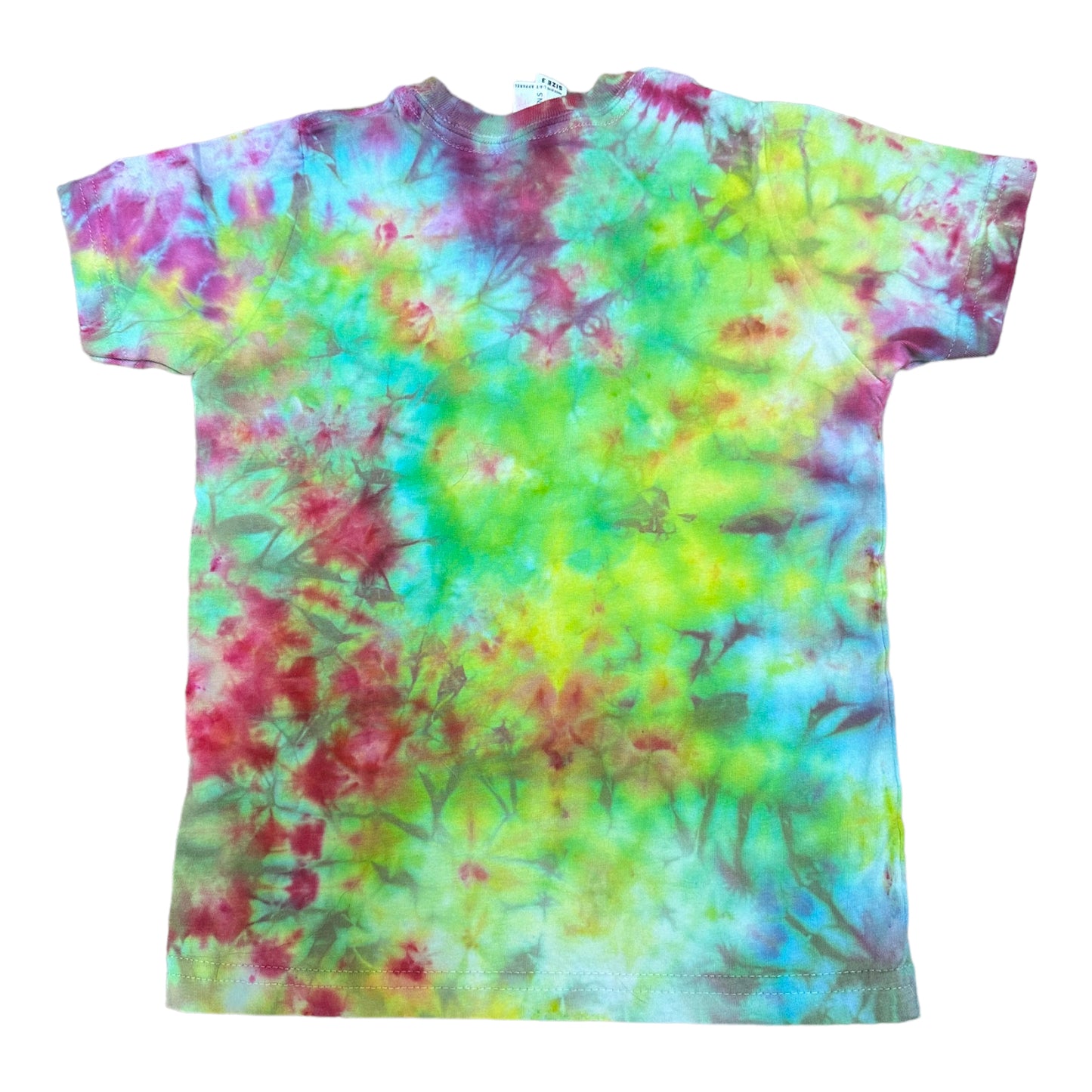 Toddler 3T Yellow Green Blue and Fuchsia Scrunch Ice Dye Tie Dye Shirt