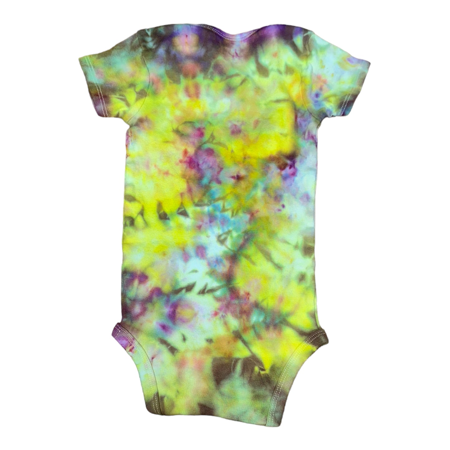 Infant 18 Months Yellow Green Purple and Blue Scrunch Ice Dye Tie Dye Onesie*