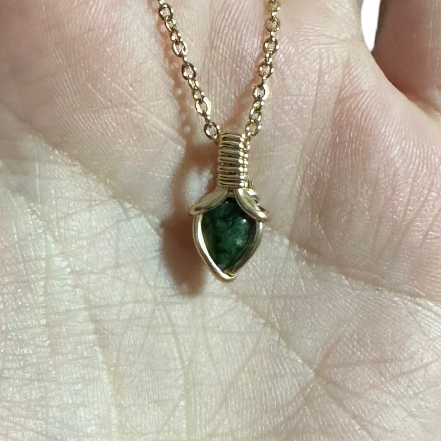 Sterling Silver | 14KT Gold Filled Mini Teardrop Ruby Zoisite Wishbone Wire Wrapped Pendant