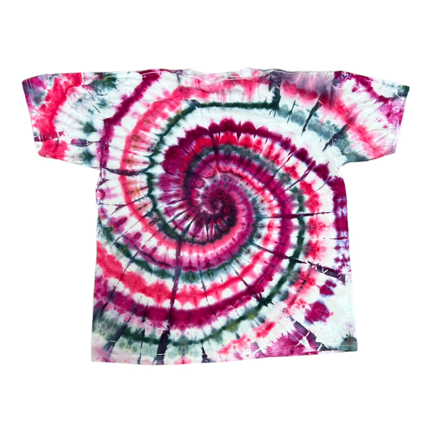 Youth Large Pink and Black Spiral Ice Dye Tie Dye Shirt