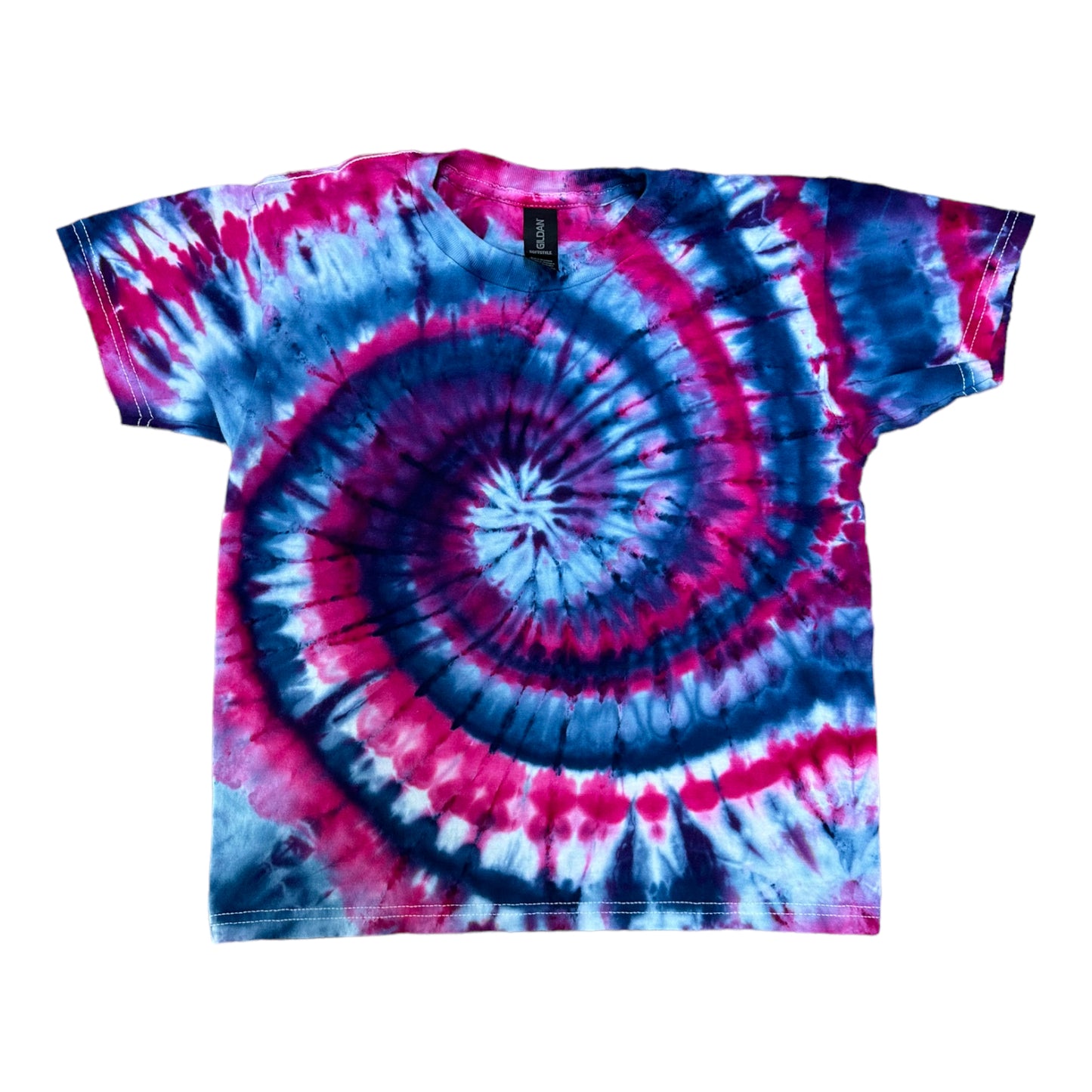 Youth Small Blue and Purple Spiral Ice Dye Tie Dye Shirt