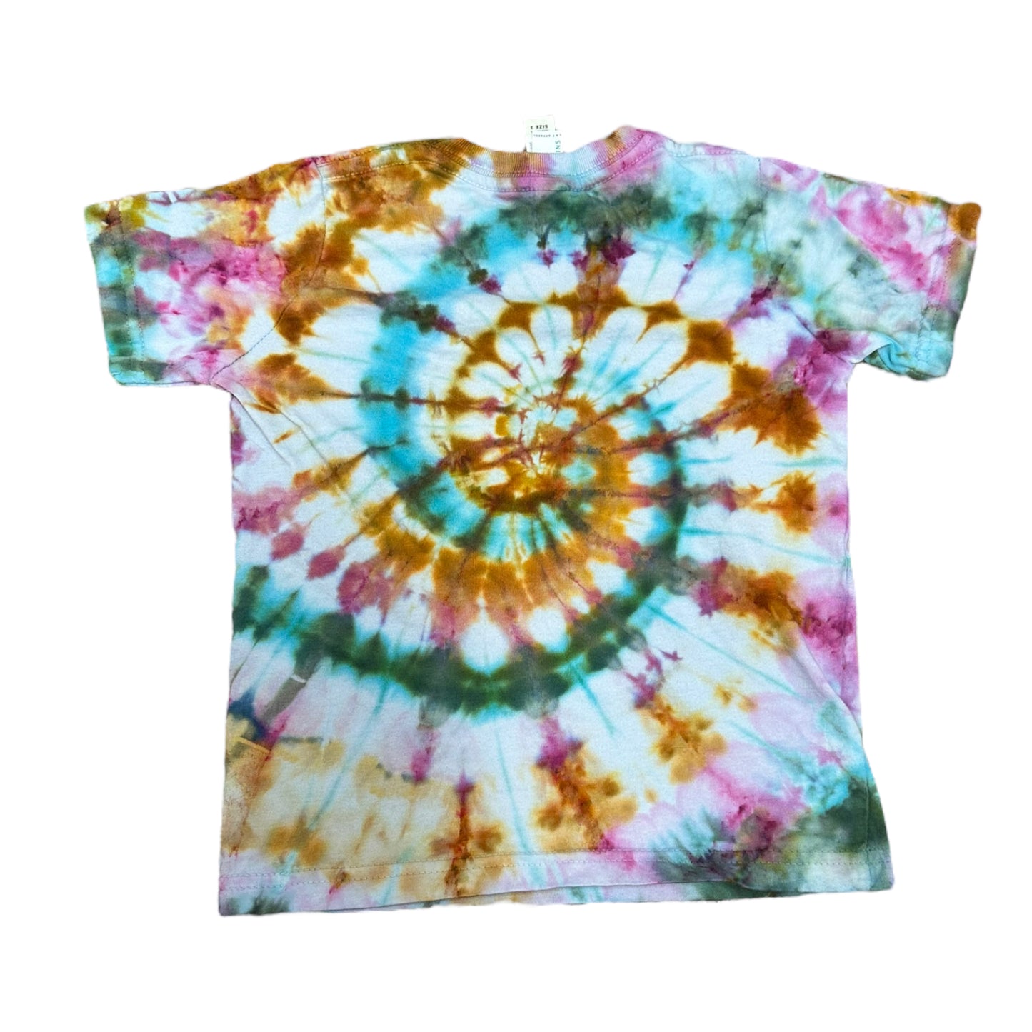 Toddler 3T Blue Green Golden Yellow and Purple Spiral Ice Dye Tie Dye Shirt