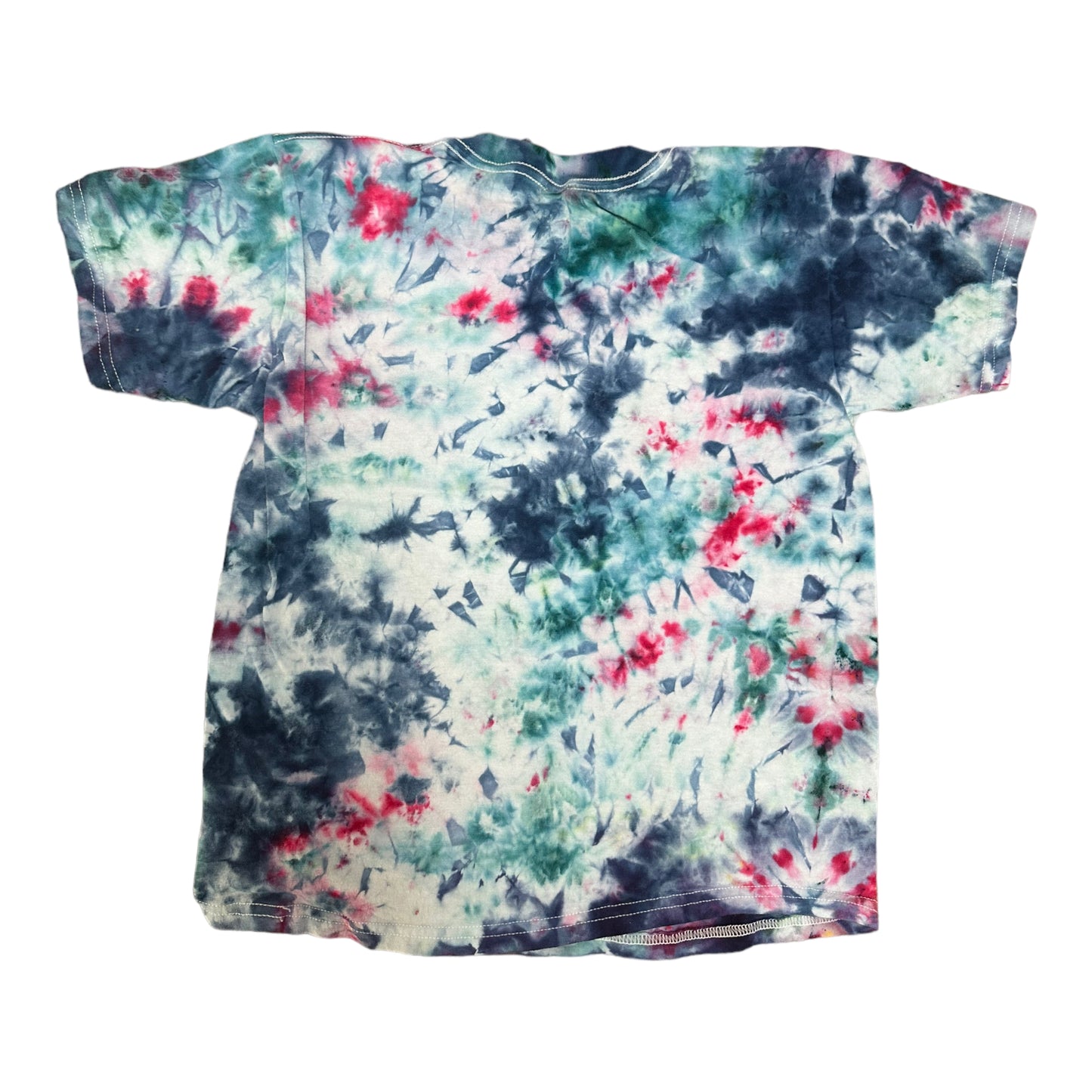 Youth Medium Teal Navy Blue and Purple Scrunch Ice Dye Tie Dye Shirt