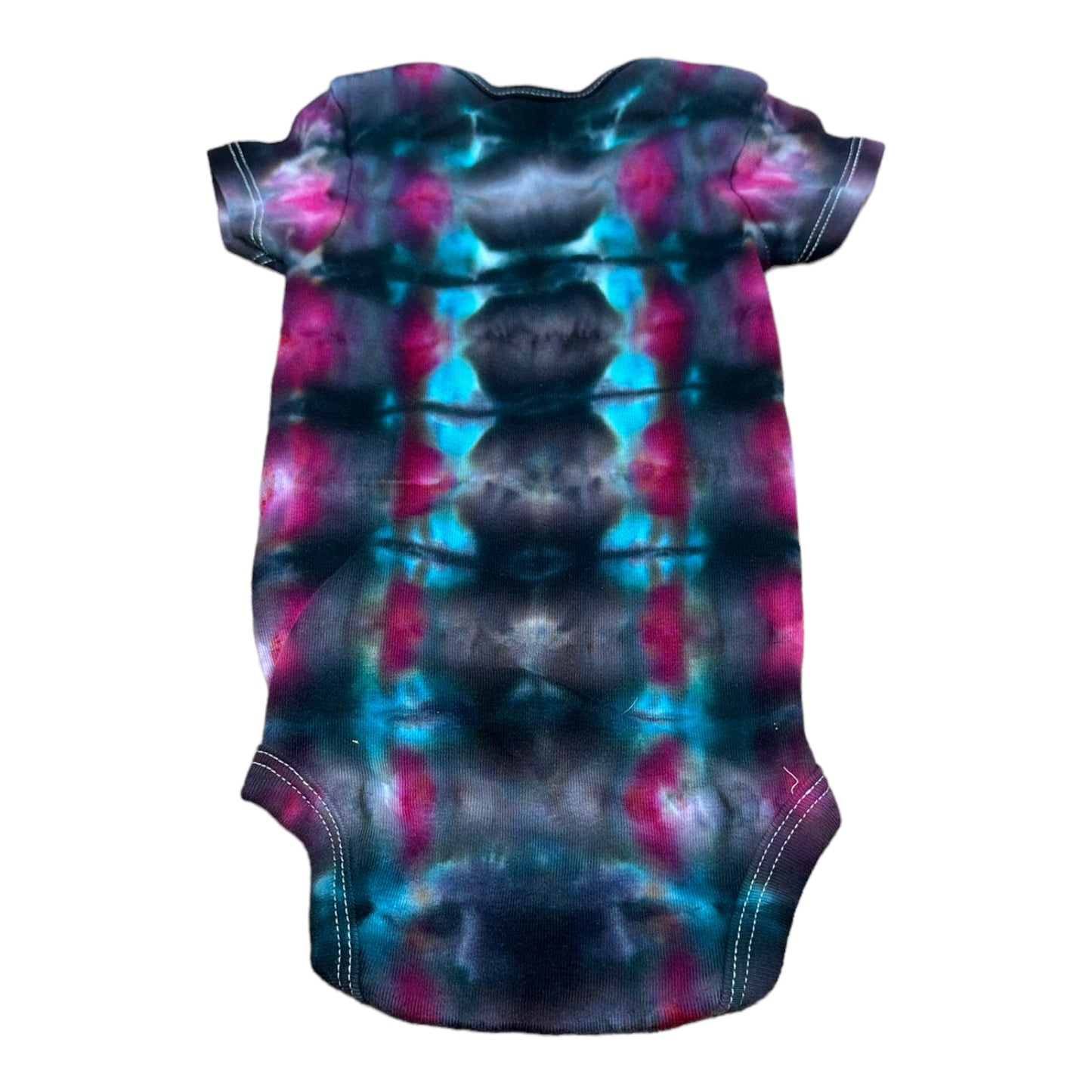 Infant 6-9 Months Blue Purple and Black Striped Ice Dye Tie Dye Onesie
