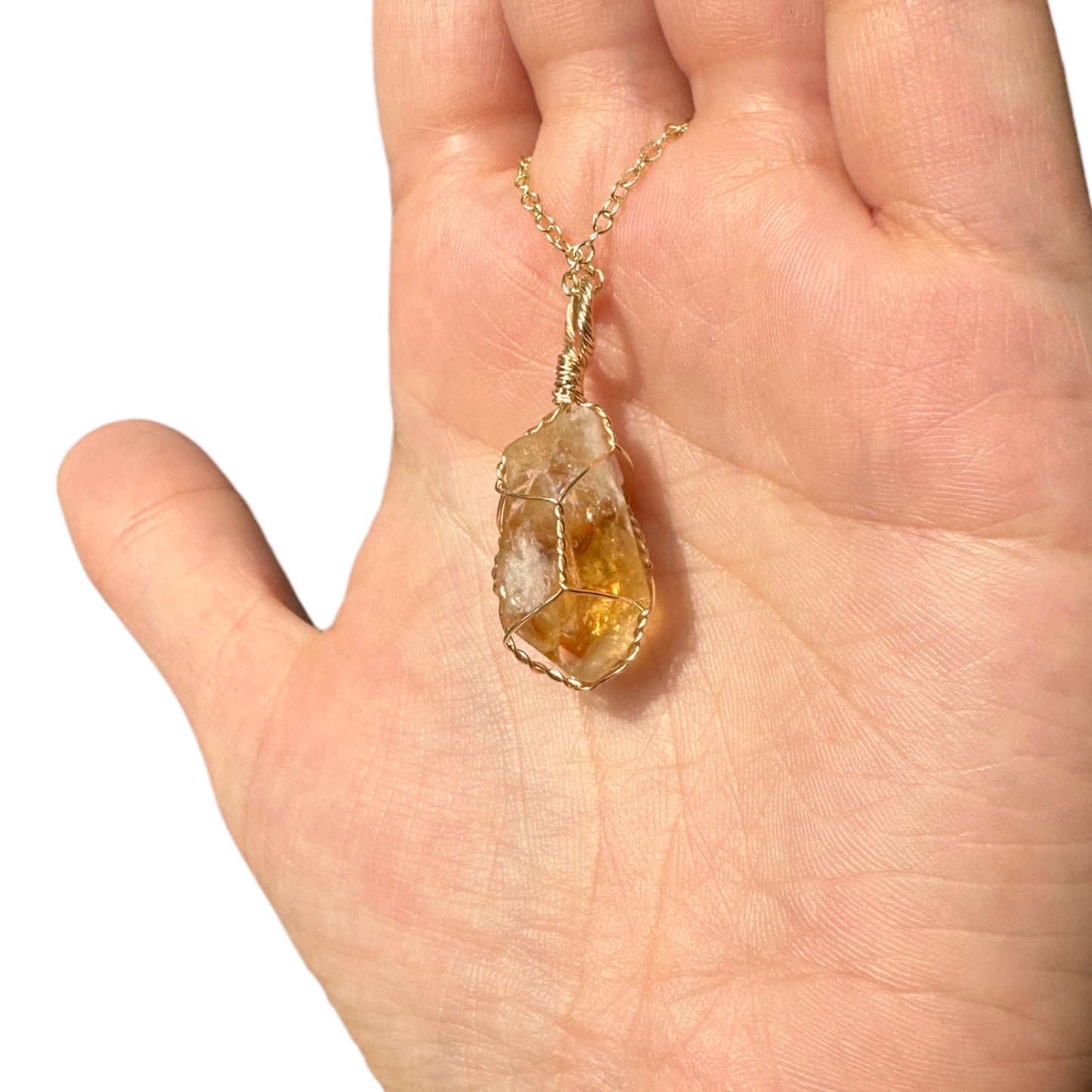 Sterling Silver | 14KT Gold Filled Wire Wrapped Raw Citrine Caged Pendant