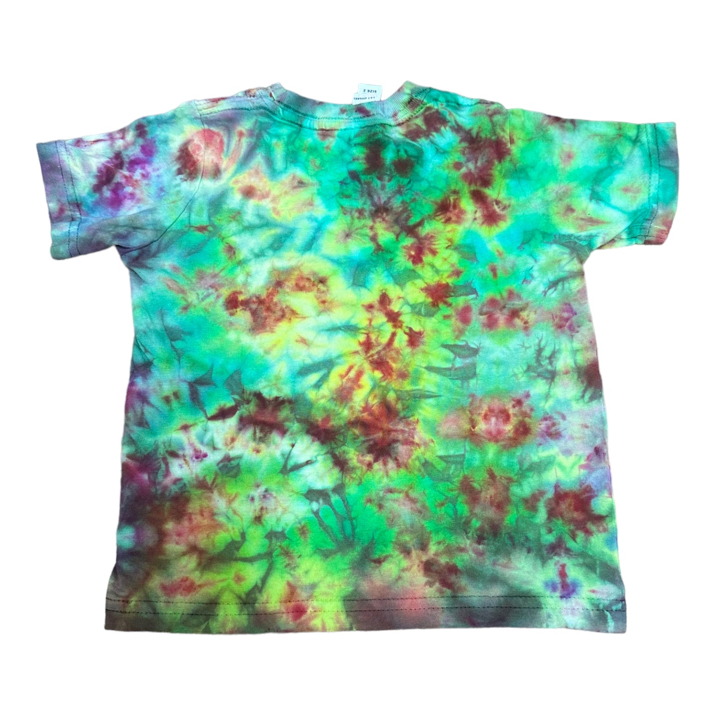 Toddler 2T Hot Pink Blue Green and Yellow Scrunch Ice Dye Tie Dye Shirt