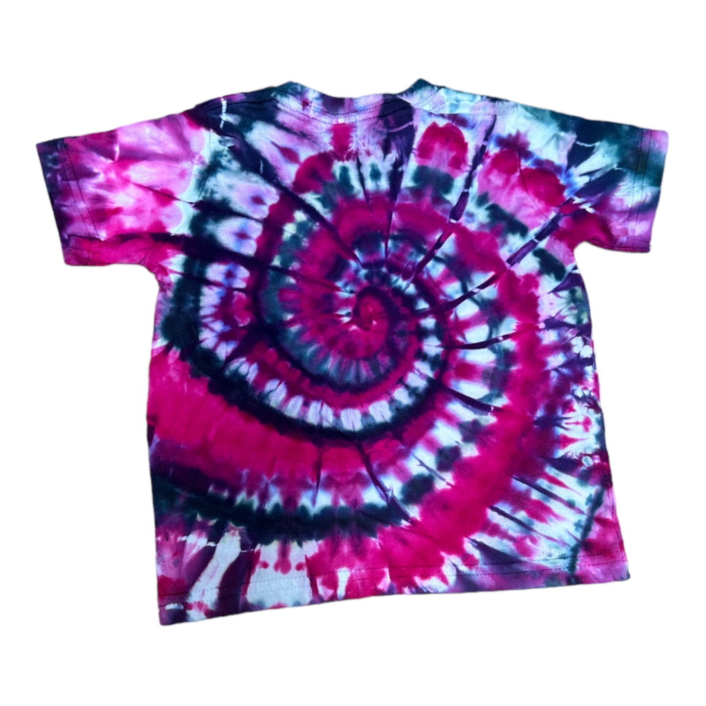 Toddler 2T Hot Pink and Black Spiral Ice Dye Tie Dye Shirt