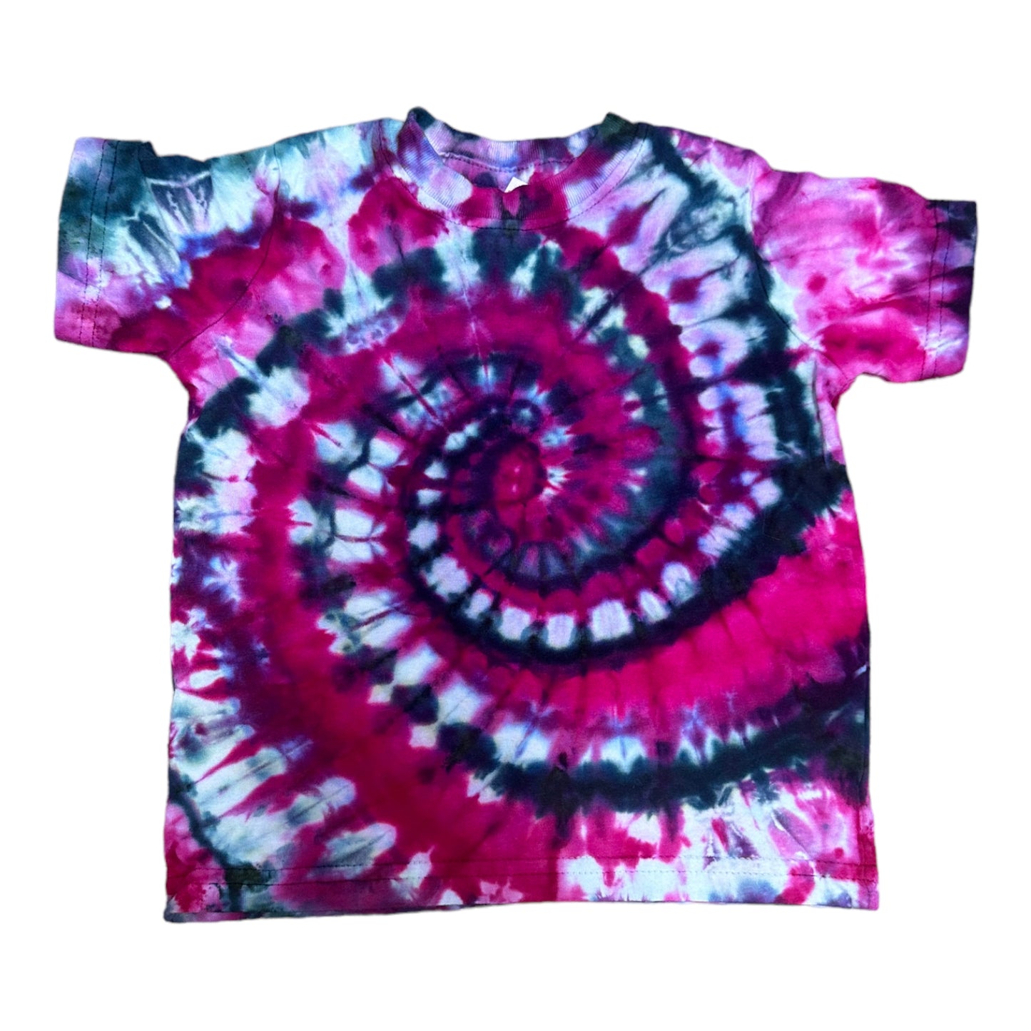 Toddler 2T Hot Pink and Black Spiral Ice Dye Tie Dye Shirt