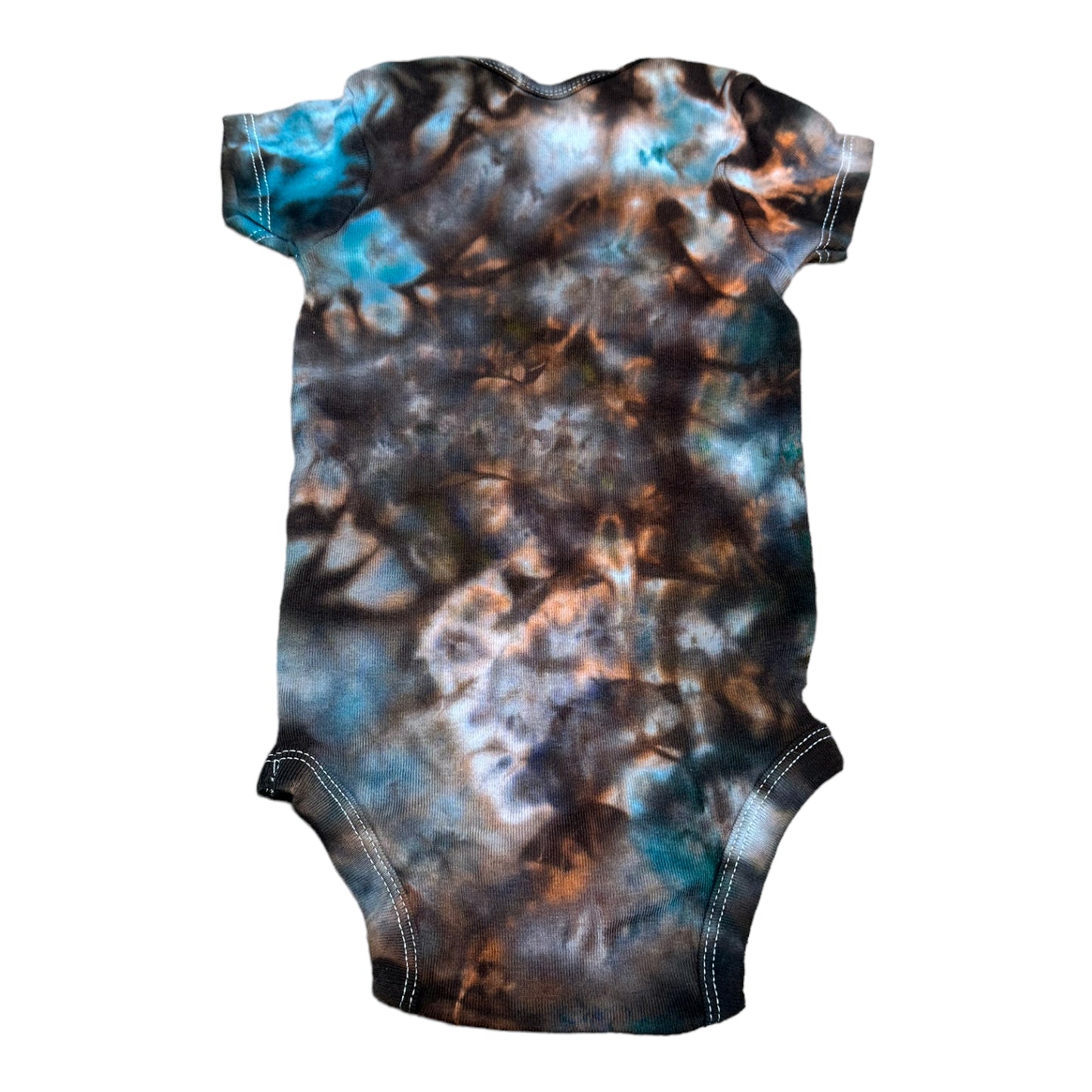 Infant 3-6 Months Brown Orange and Blue Scrunch Ice Dye Tie Dye Onesie