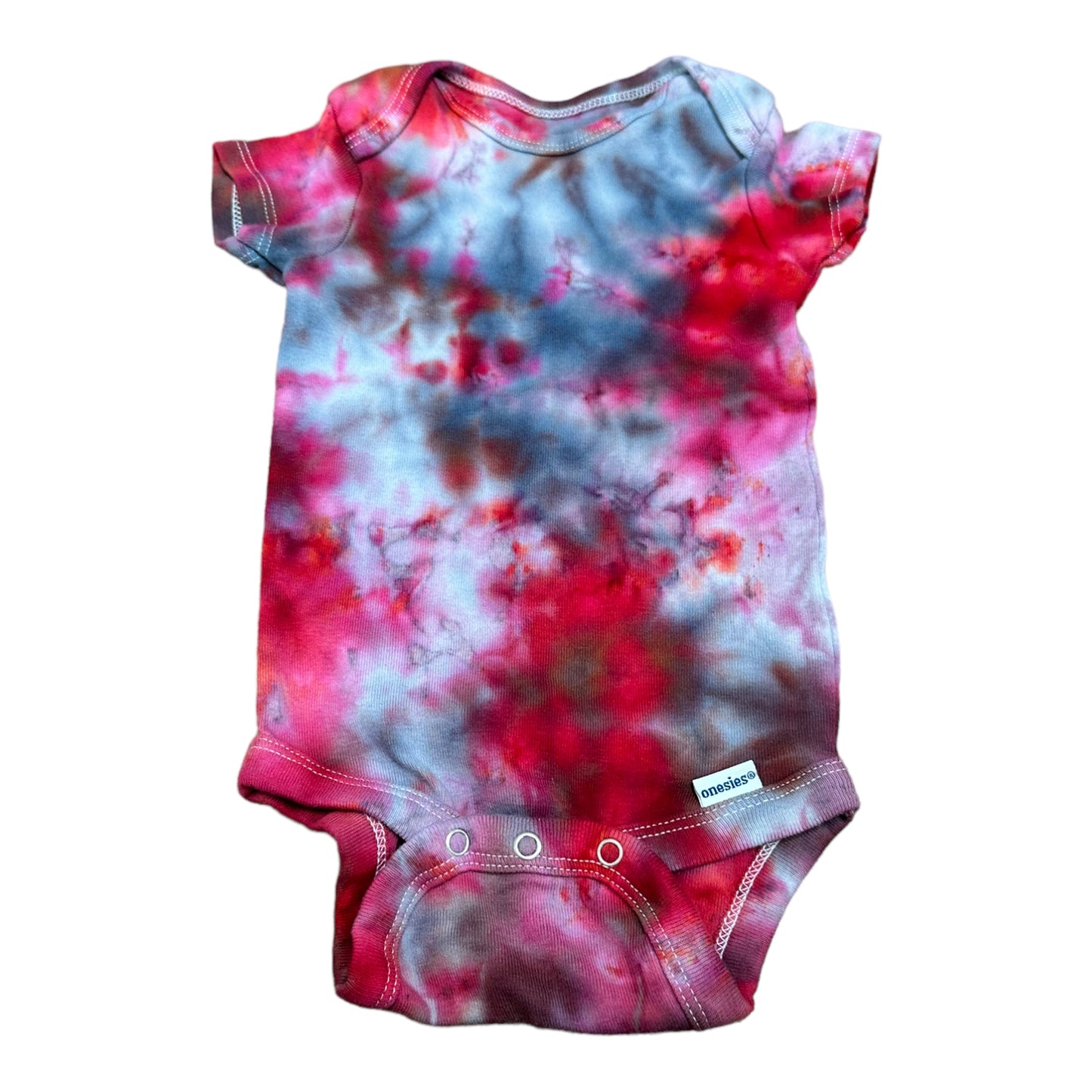 Infant 3-6 Months Gray and Red Scrunch Ice Dye Tie Dye Onesie