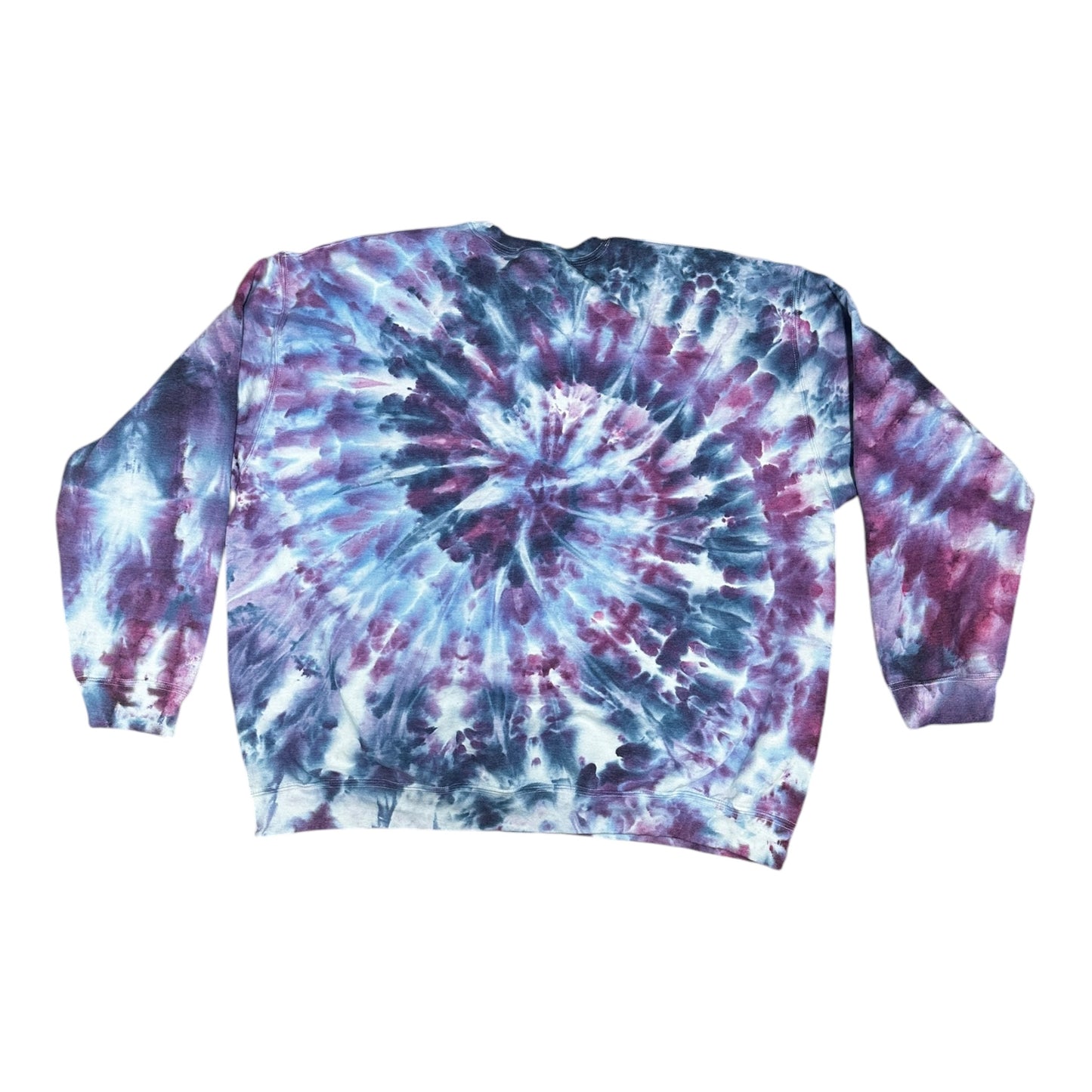 Adult 4XL Purple Hues Spiral Ice Tie Dye Crewneck Sweater