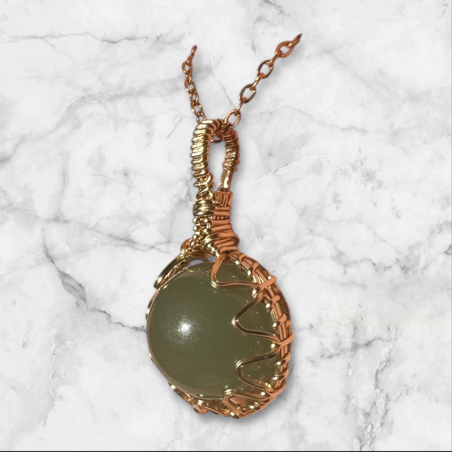 Sterling Silver | 14KT Gold Filled Wire Wrapped Green Aventurine Crystal Fidget Bezel Pendant