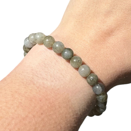 Labradorite Beaded Elastic Crystal Bracelet