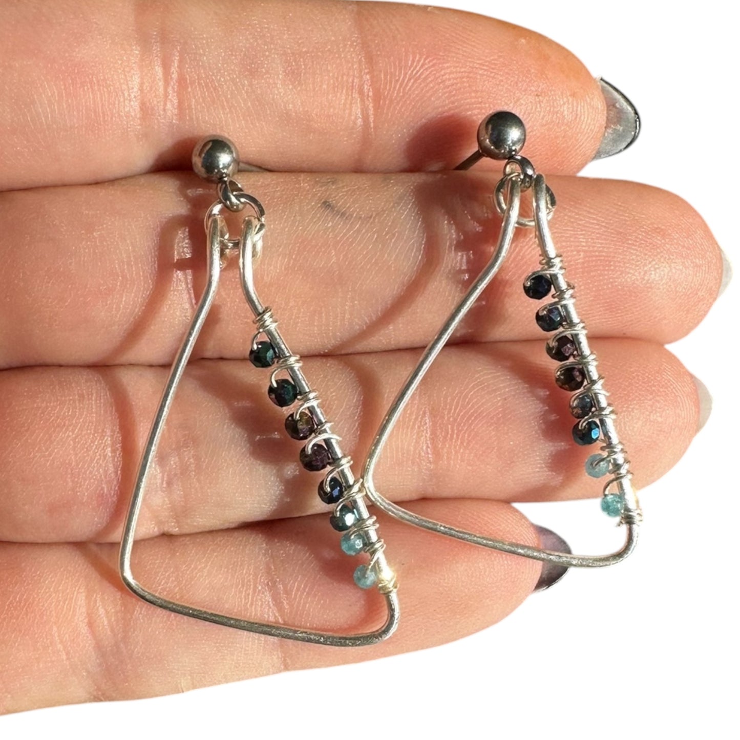 Sterling Silver | 14KT Gold Filled Hypoallergenic Triangle Dangle Wire Earring