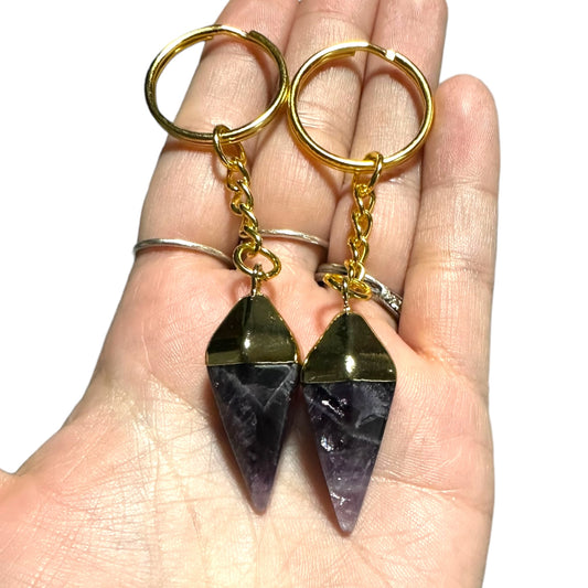 Amethyst Caged Wire Wrapped Crystal Keychain