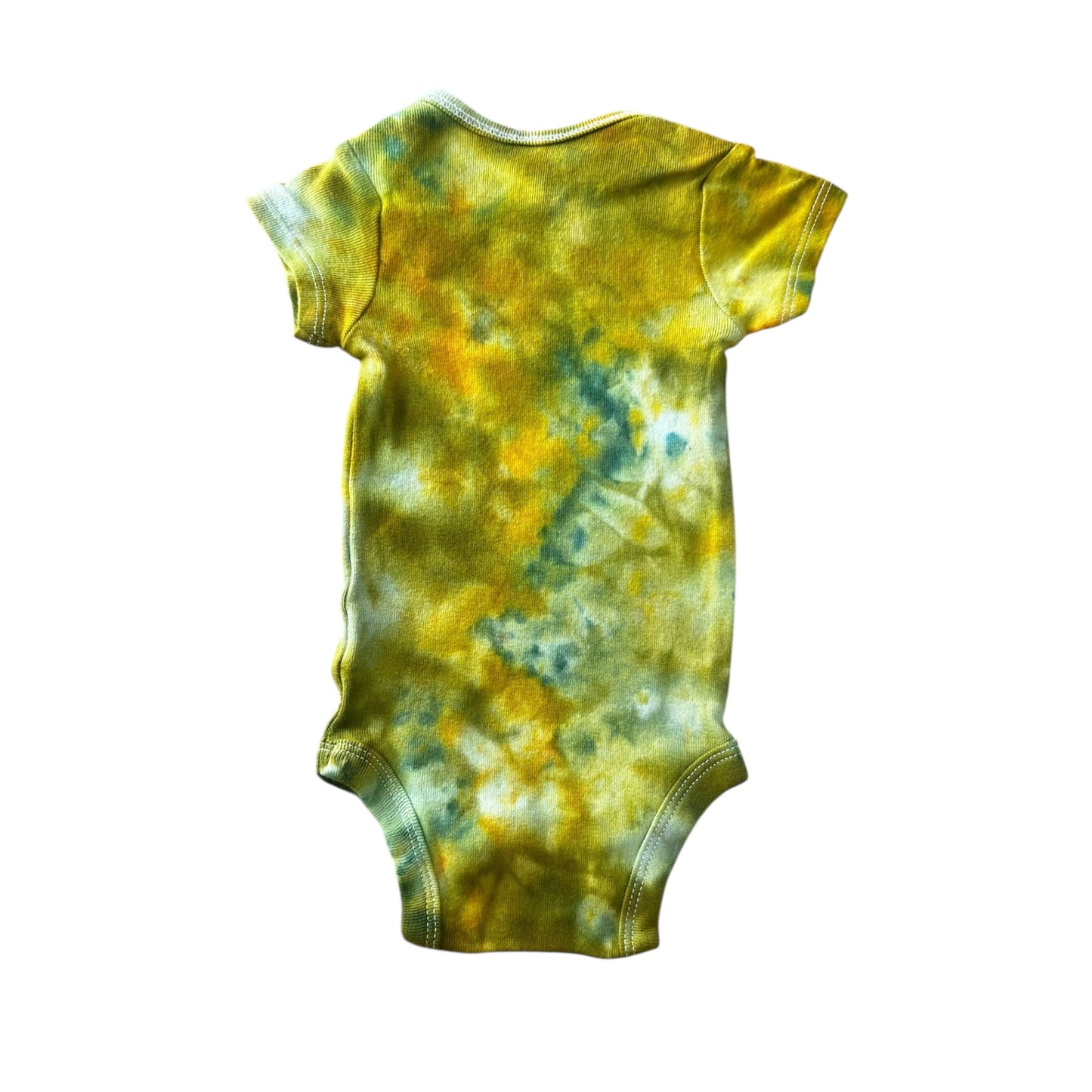 Infant 0-3 Months Green and Yellow Scrunch Ice Dye Tie Dye Onesie