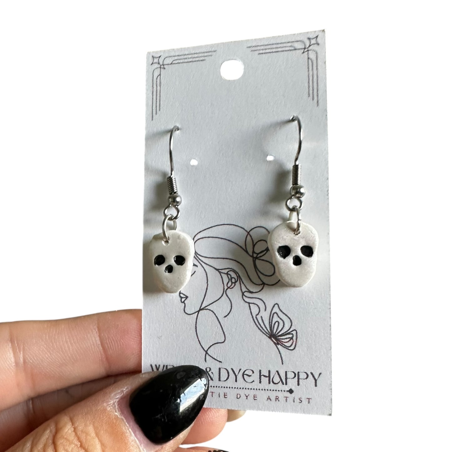 Hypoallergenic Halloween Mini Skull Clay Earrings