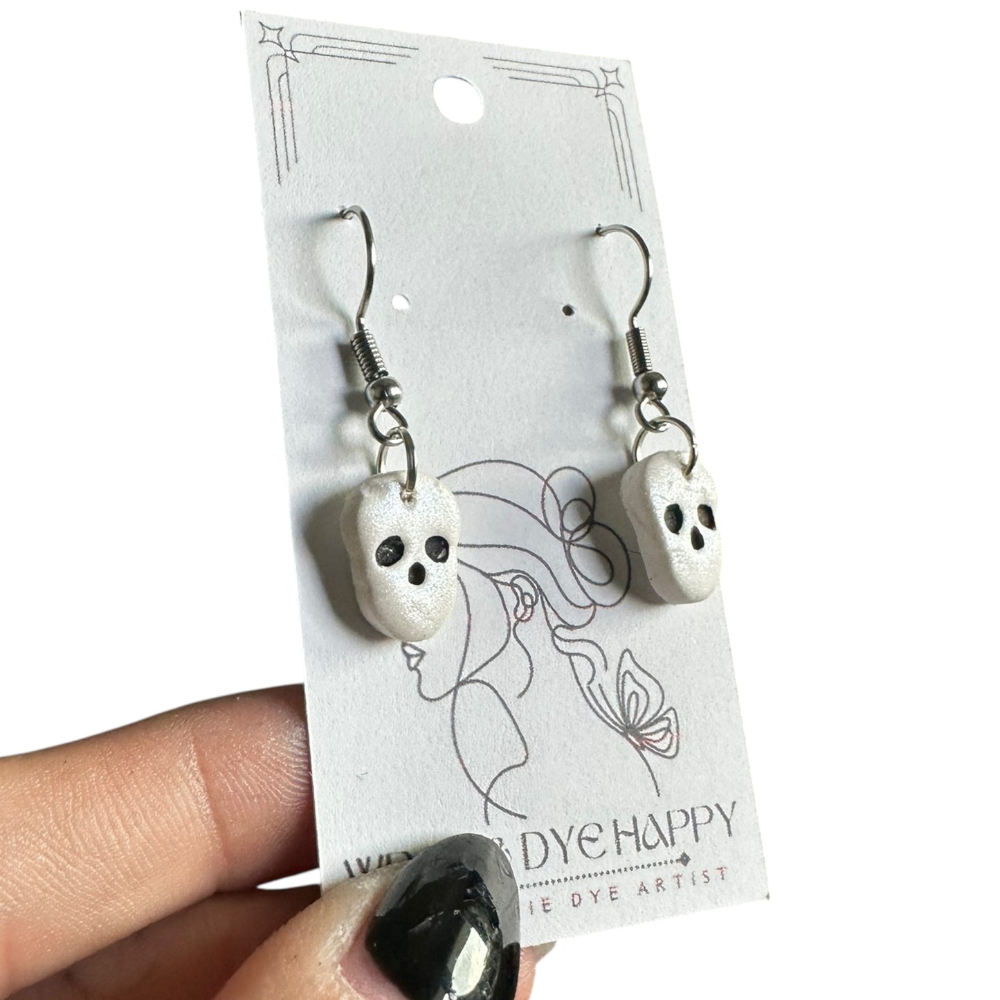 Hypoallergenic Halloween Mini Skull Clay Earrings