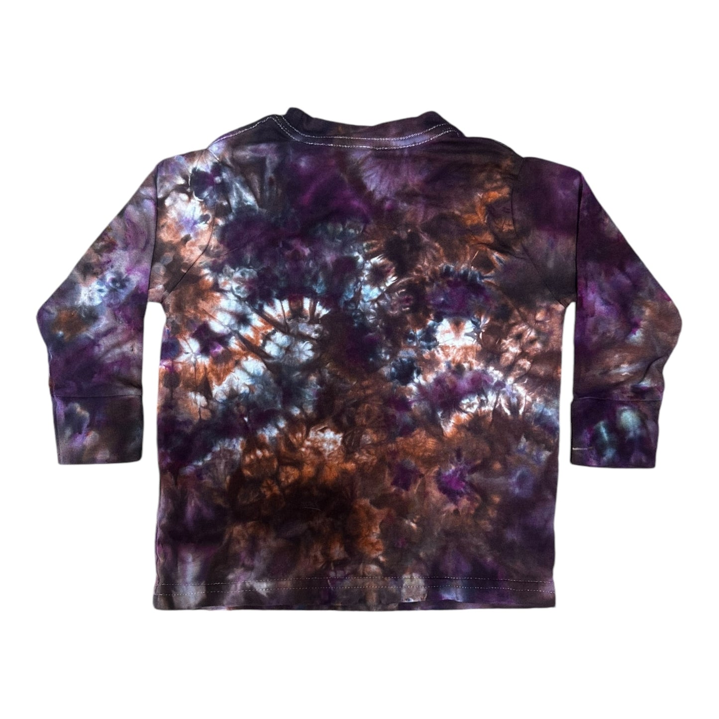 Toddler 2T Purple Orange and Brown Scrunch Ice Dye Long Sleeve Tie Dye Shirt