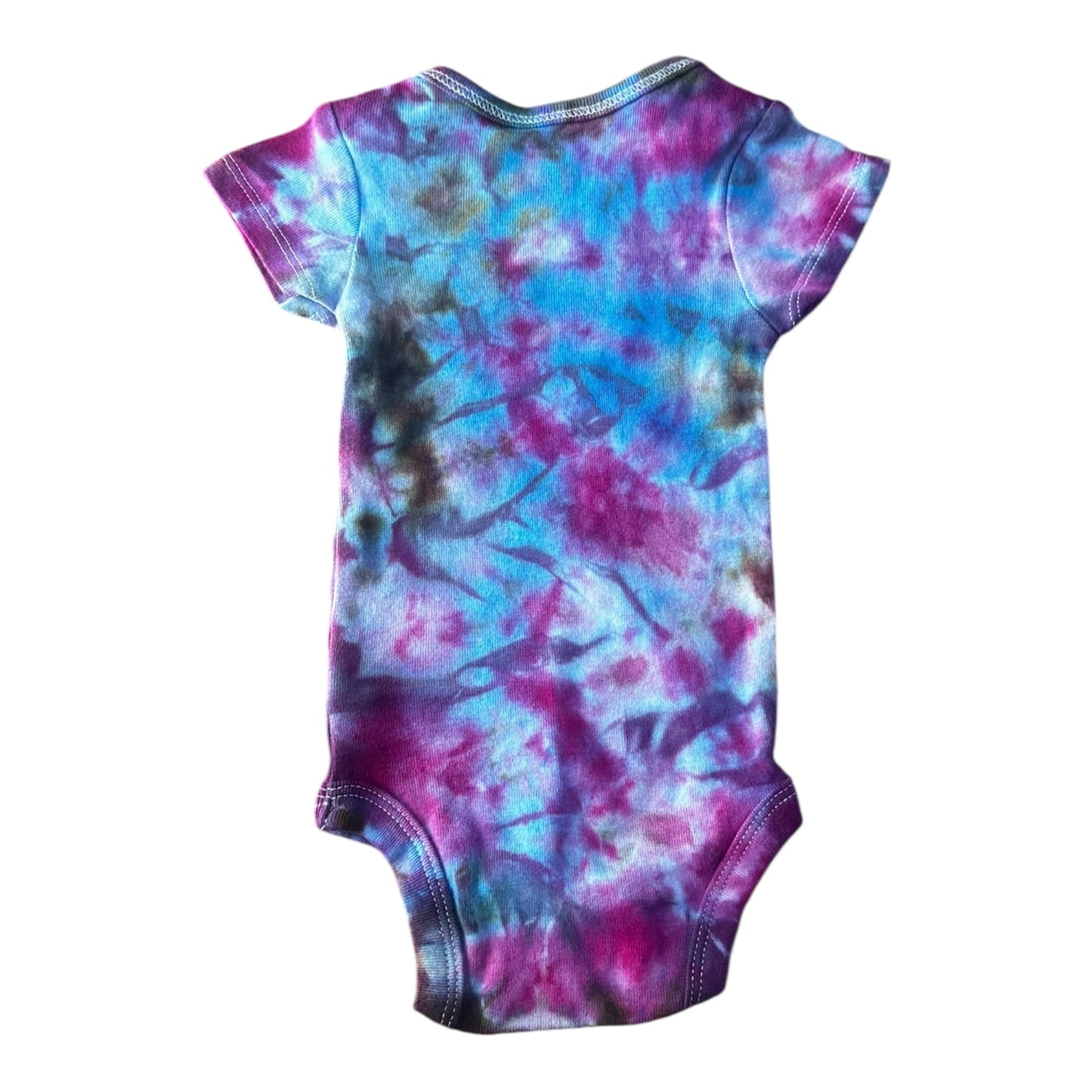 Infant 0-3 Months Blue Brown and Purple Scrunch Ice Dye Tie Dye Onesie