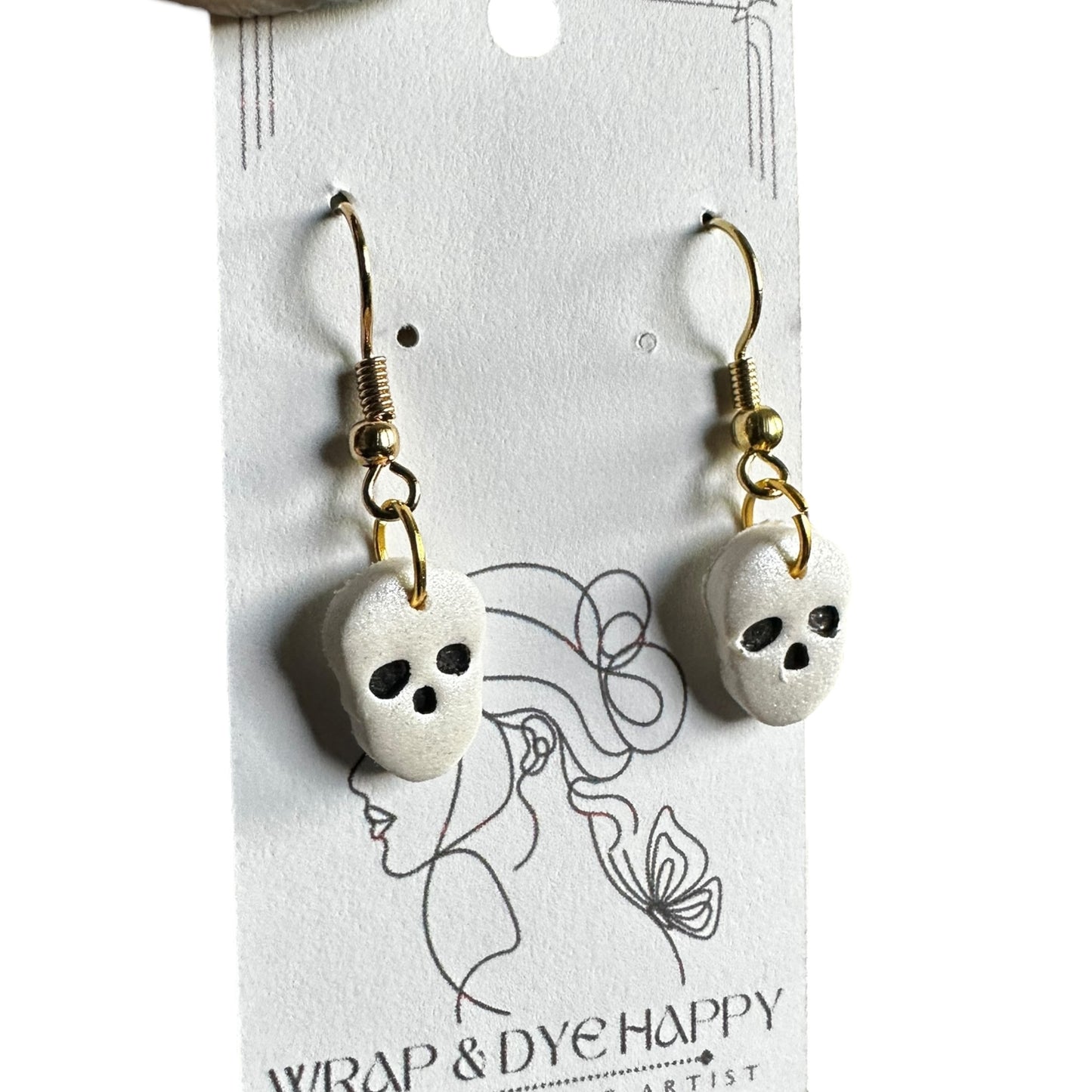 Hypoallergenic Halloween Mini Skull Clay Earrings